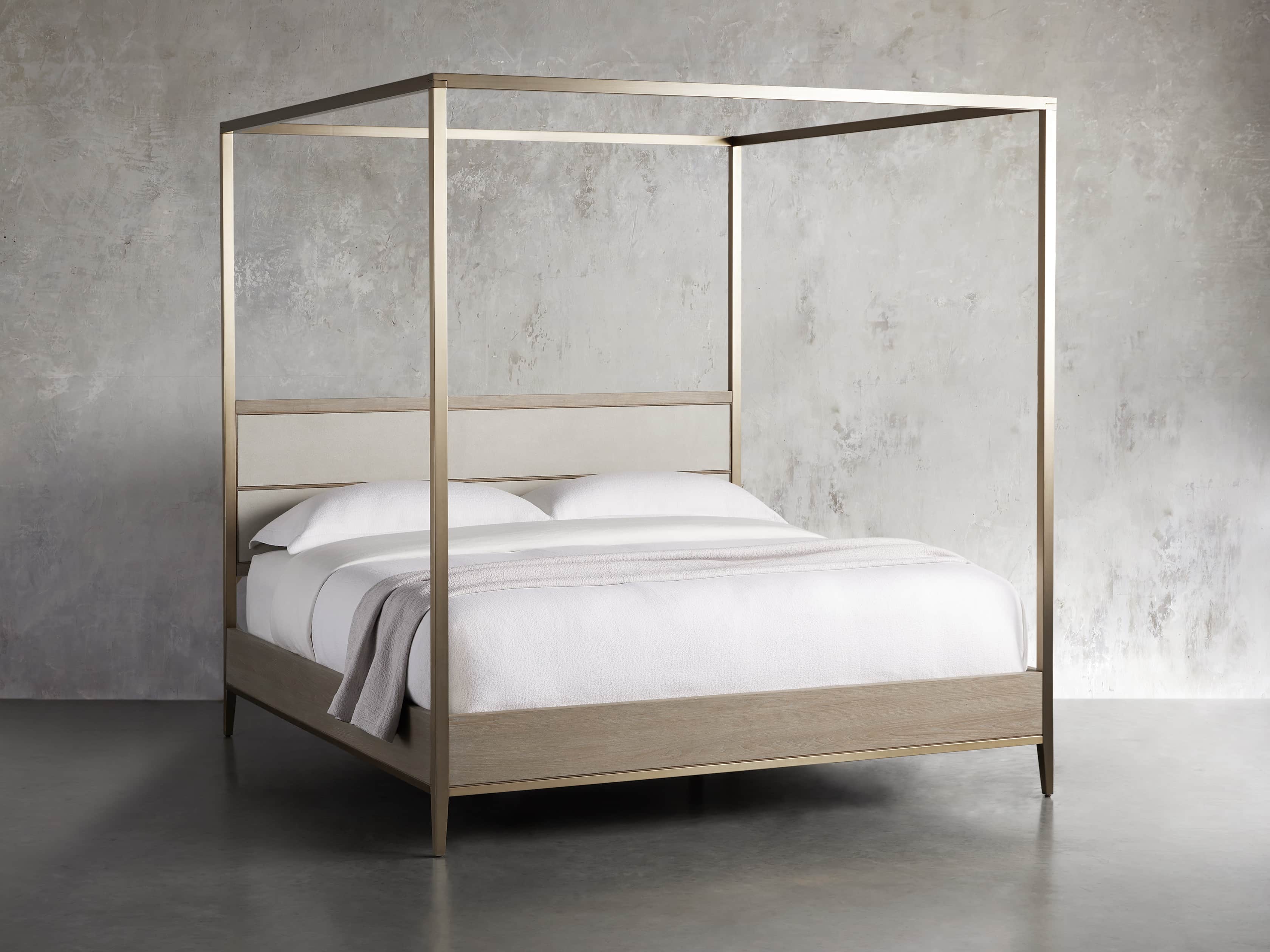 Malone 84" King Canopy Bed in Shagreen Bone, slide 2 of 7