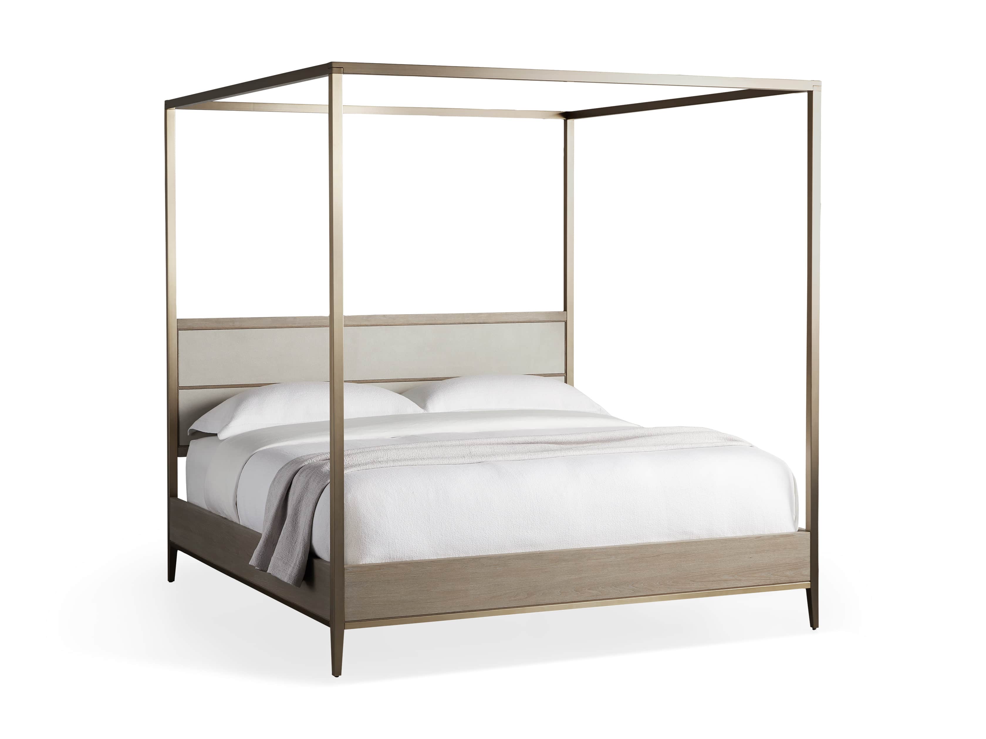 Malone 84" King Canopy Bed in Shagreen Bone, slide 7 of 7