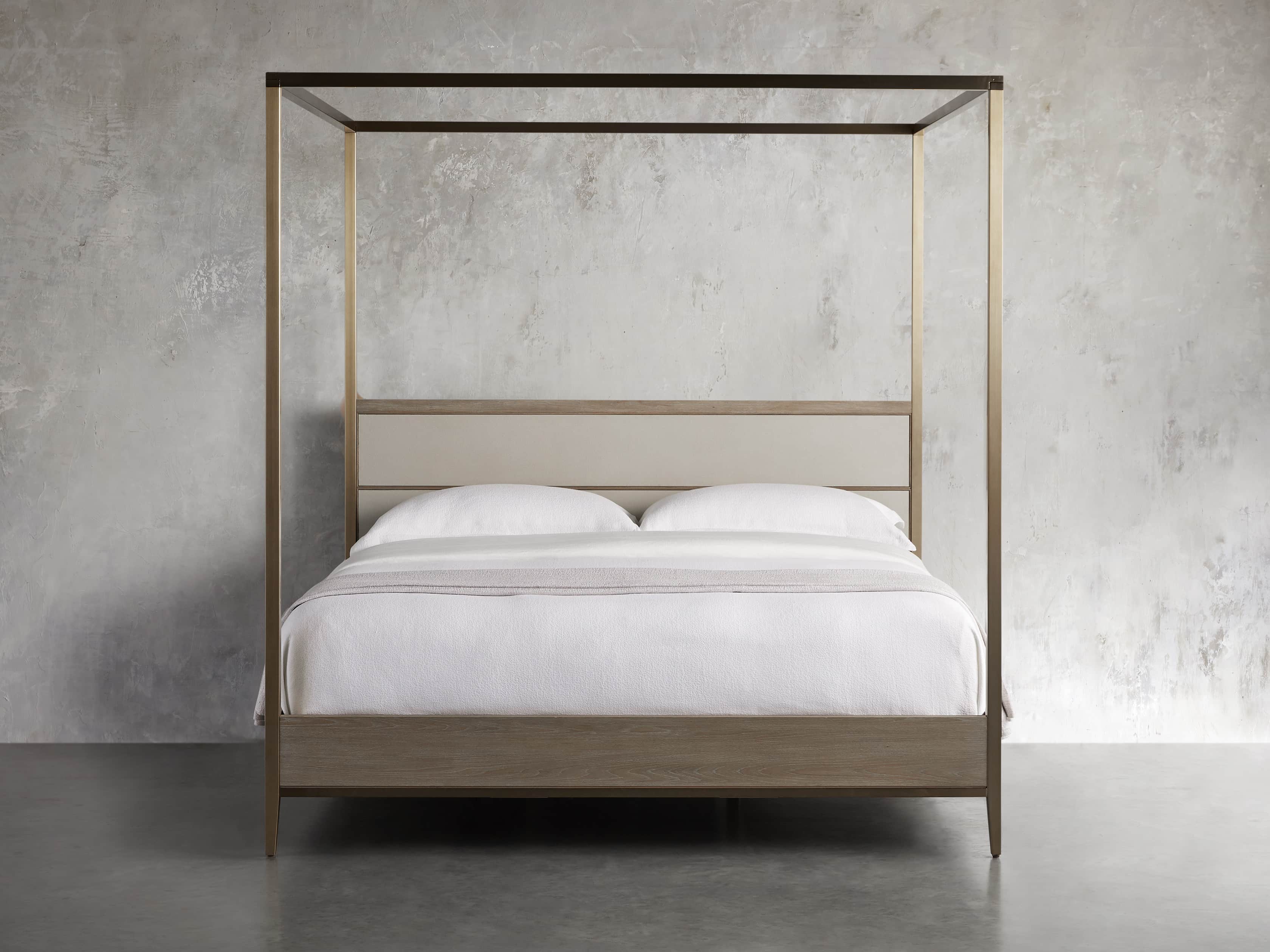 Malone 84" King Canopy Bed in Shagreen Bone, slide 3 of 7
