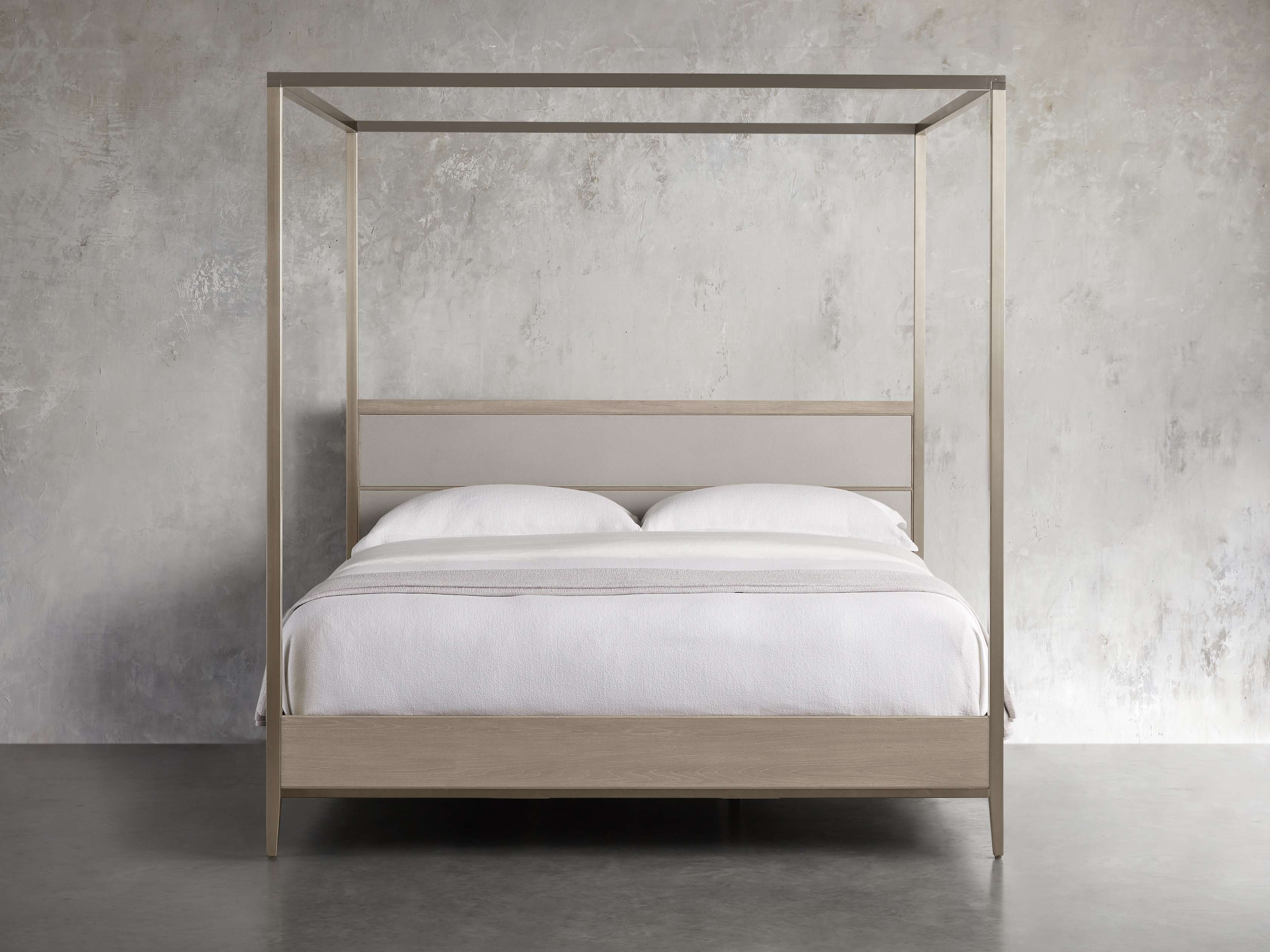 Malone 84" Queen Canopy Bed in Shagreen Bone, slide 3 of 8