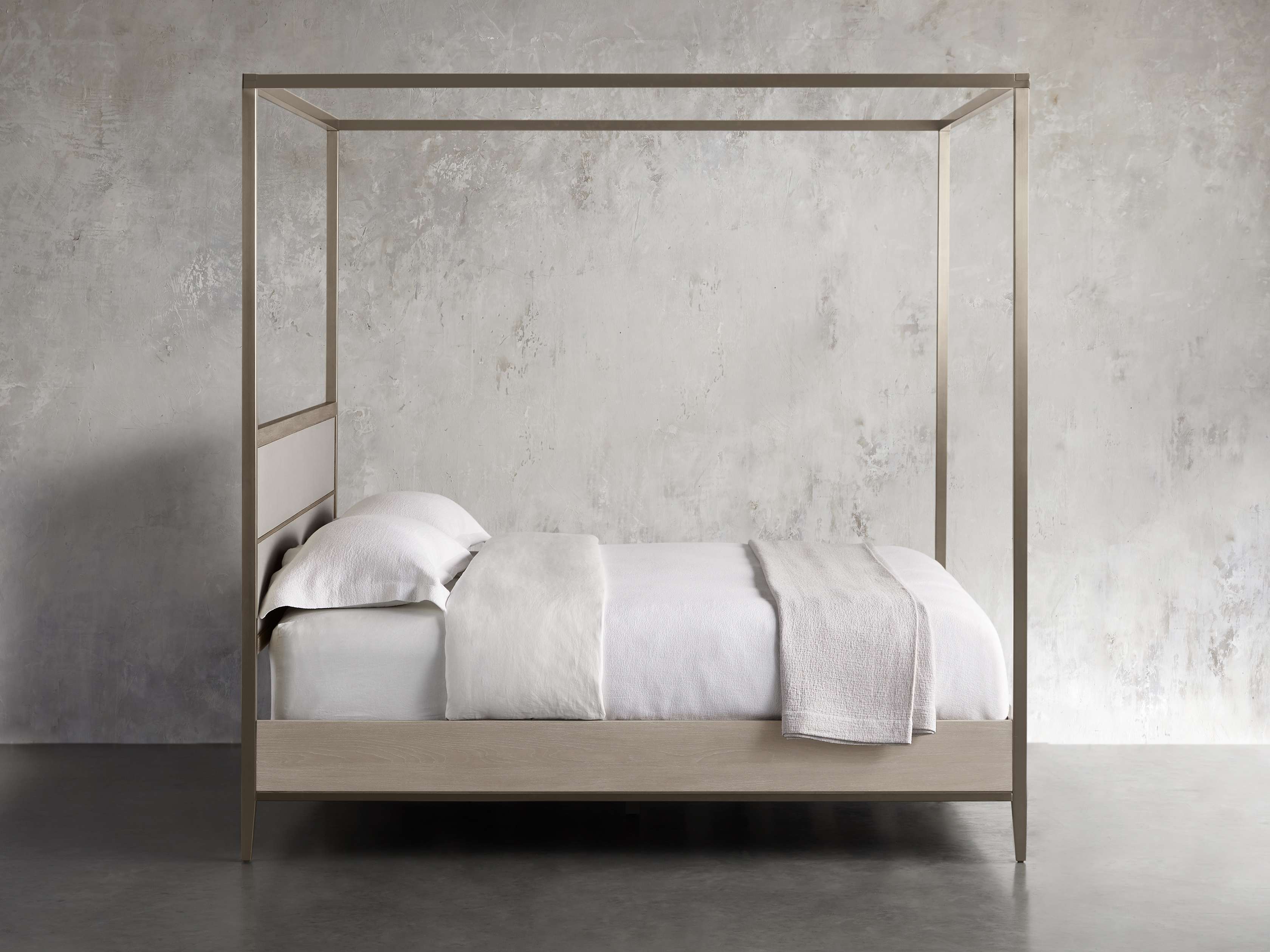 Malone 84" Queen Canopy Bed in Shagreen Bone, slide 4 of 8