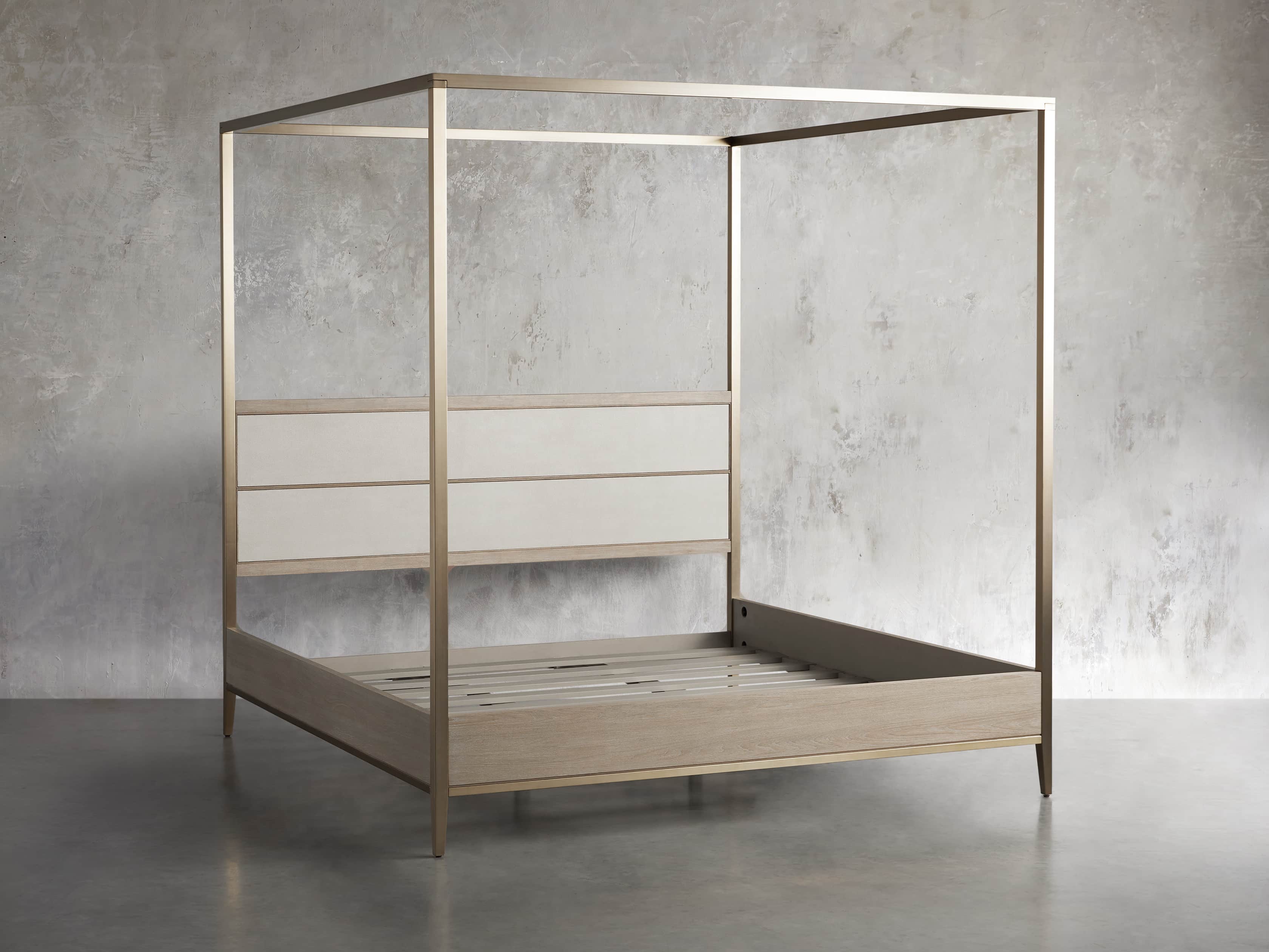 Malone 84" Queen Canopy Bed in Shagreen Bone, slide 7 of 8