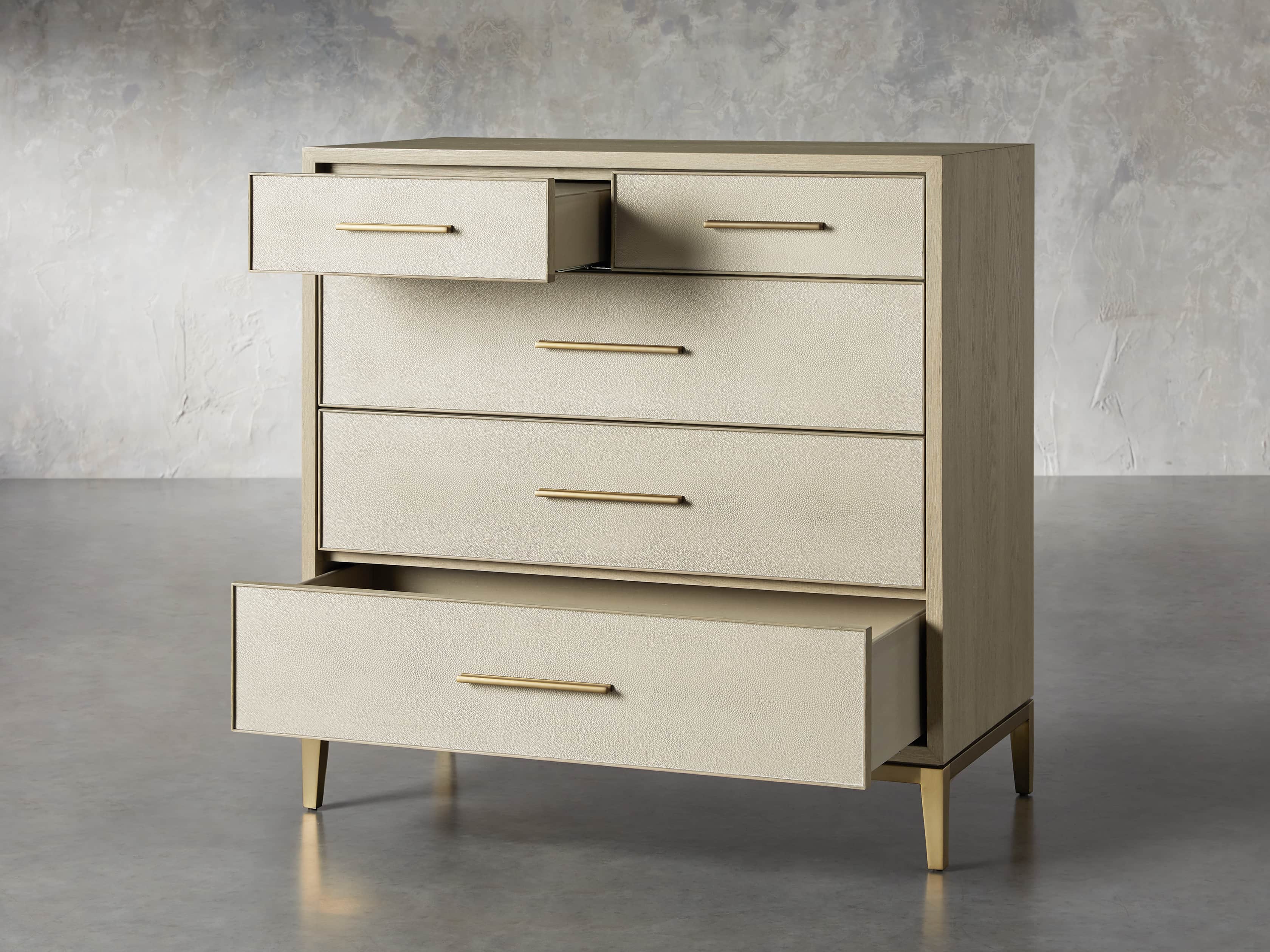 Malone Two Over Three Drawer Dresser in Bone, slide 3 of 8