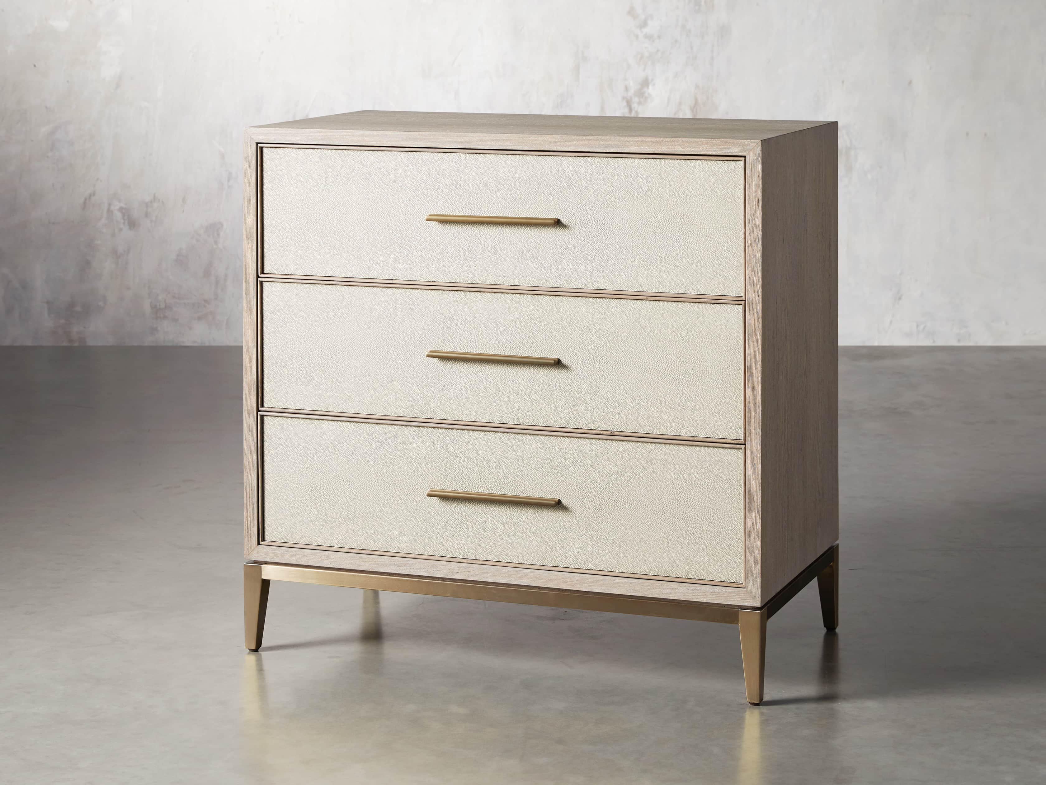 Malone 36" 3 Drawer Chest in Shagreen Bone, slide 2 of 9