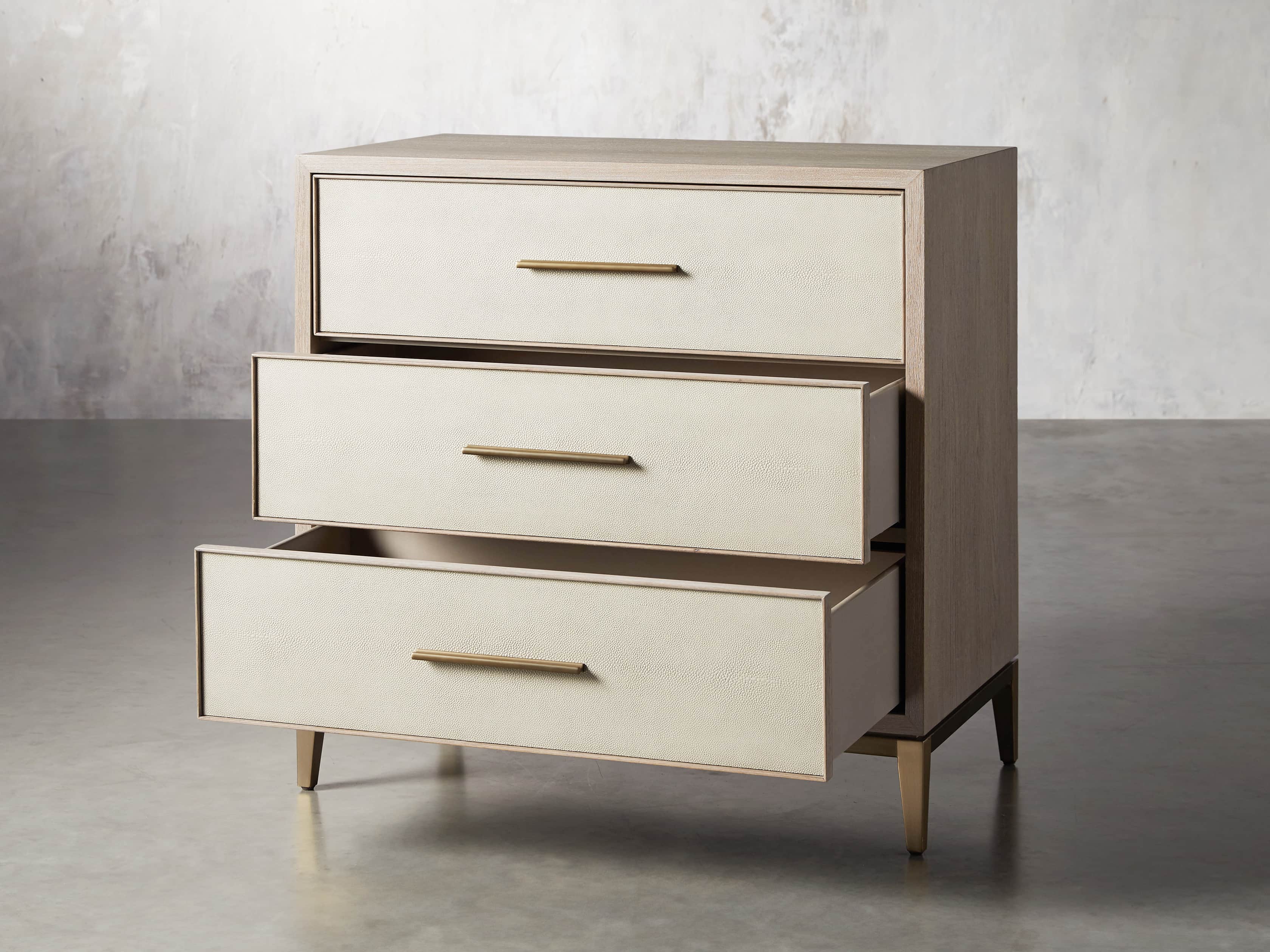 Malone 36" 3 Drawer Chest in Shagreen Bone, slide 3 of 9