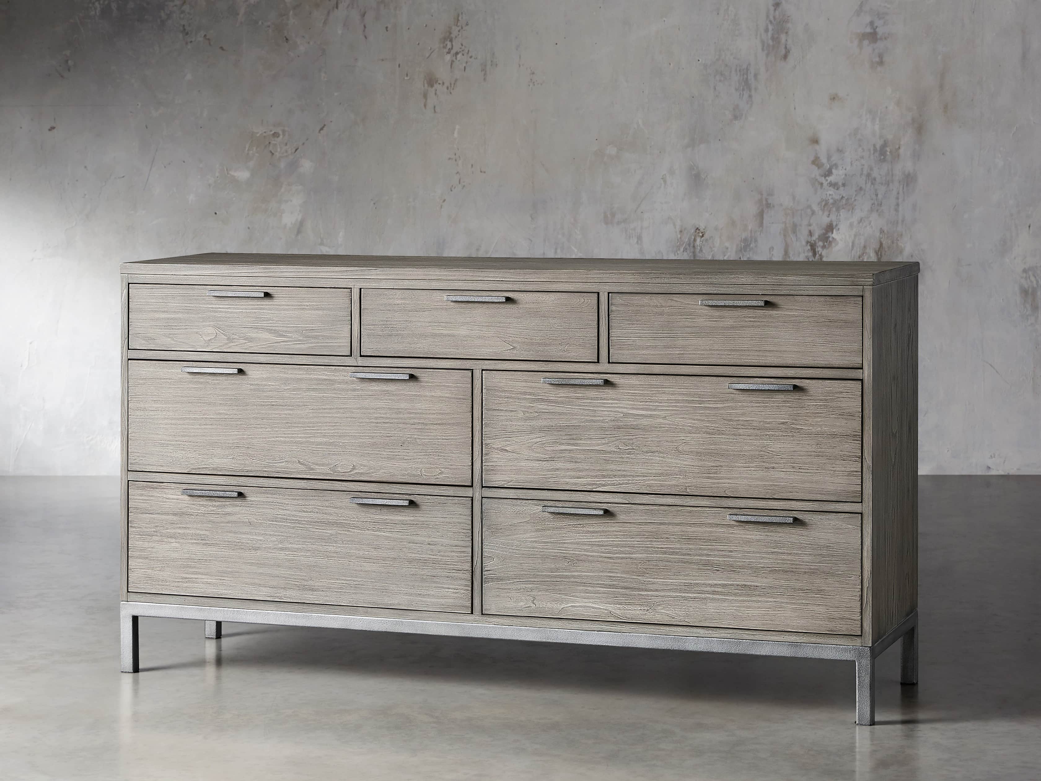Palmer 63" 7 Drawer Dresser in Stone on Ash