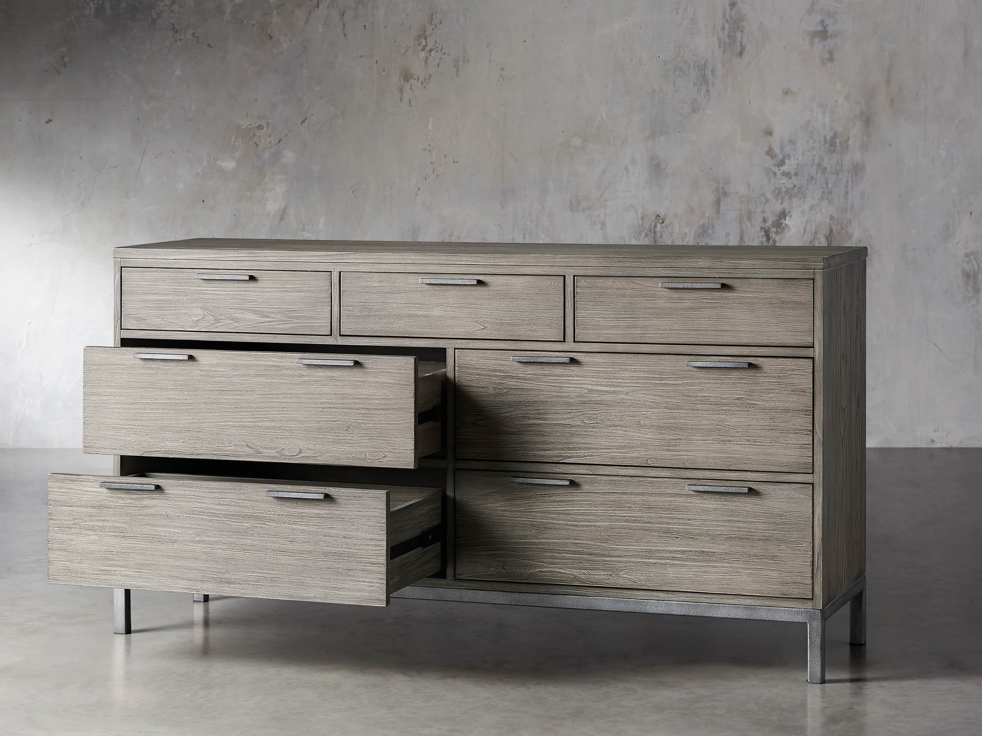 Palmer 63" 7 Drawer Dresser in Stone on Ash