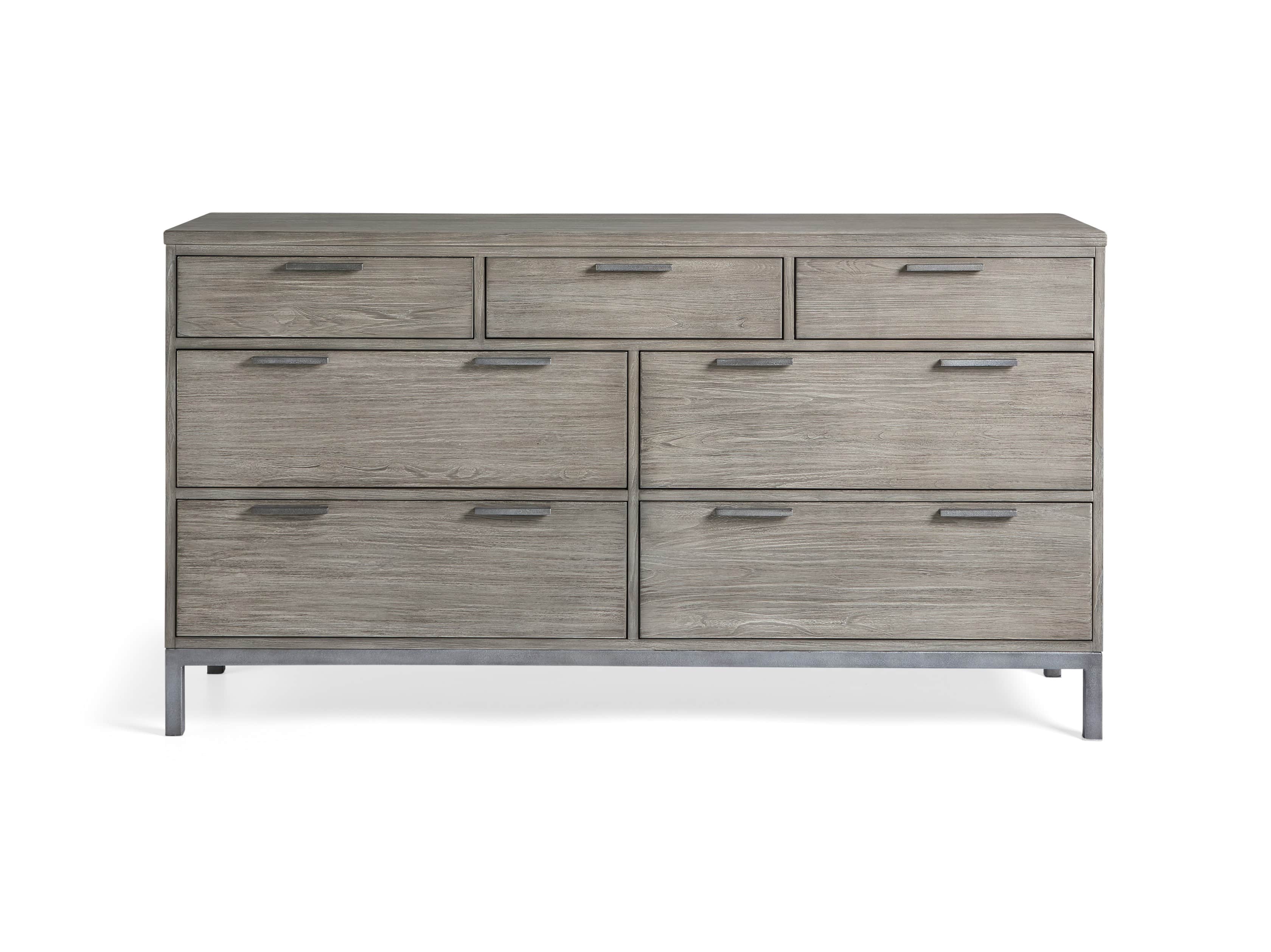 Palmer 63" 7 Drawer Dresser in Stone on Ash