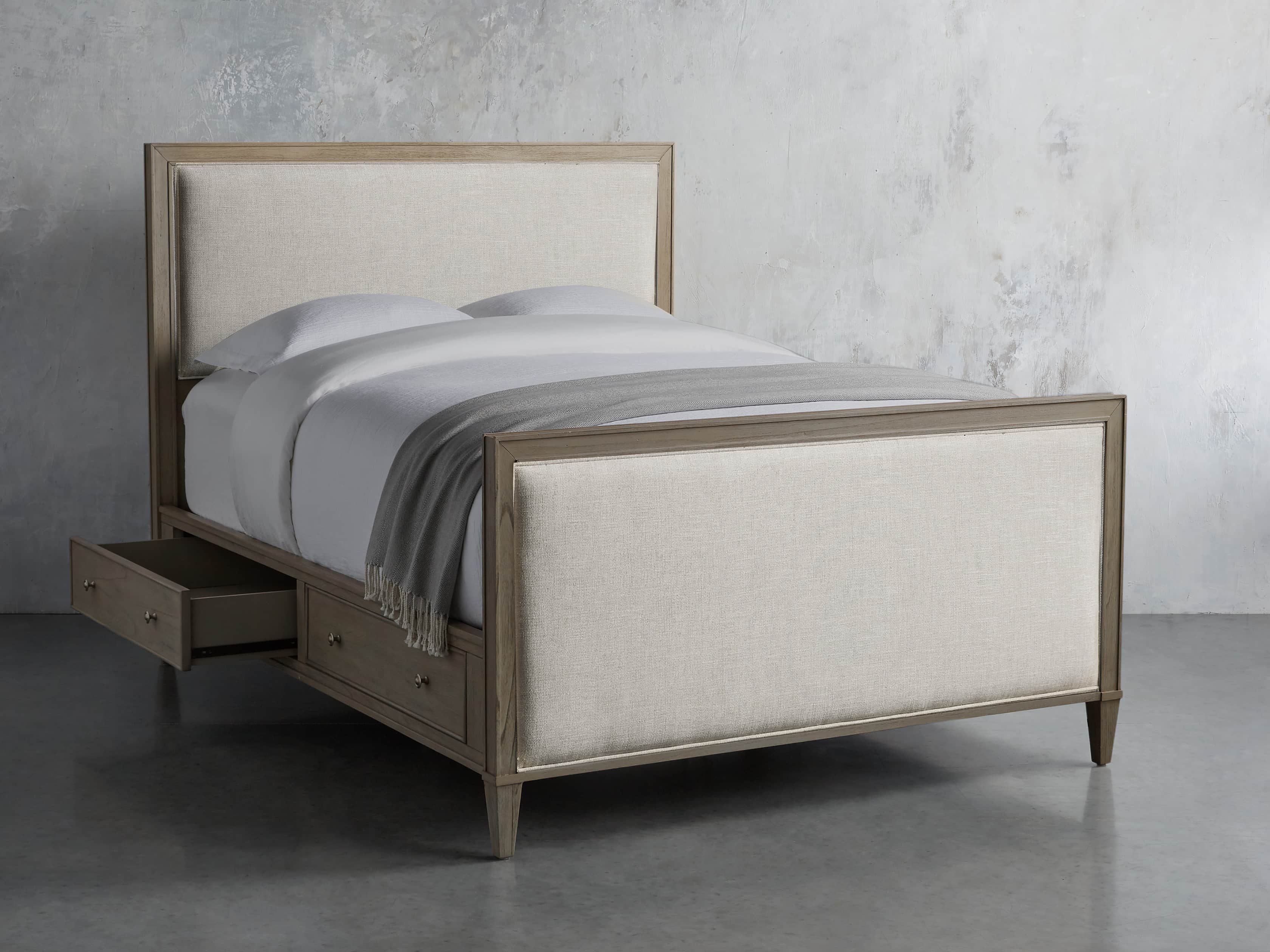 Pearson Upholstered 57" Queen Gallery Storage Bed in Basa Natural, slide 3 of 5