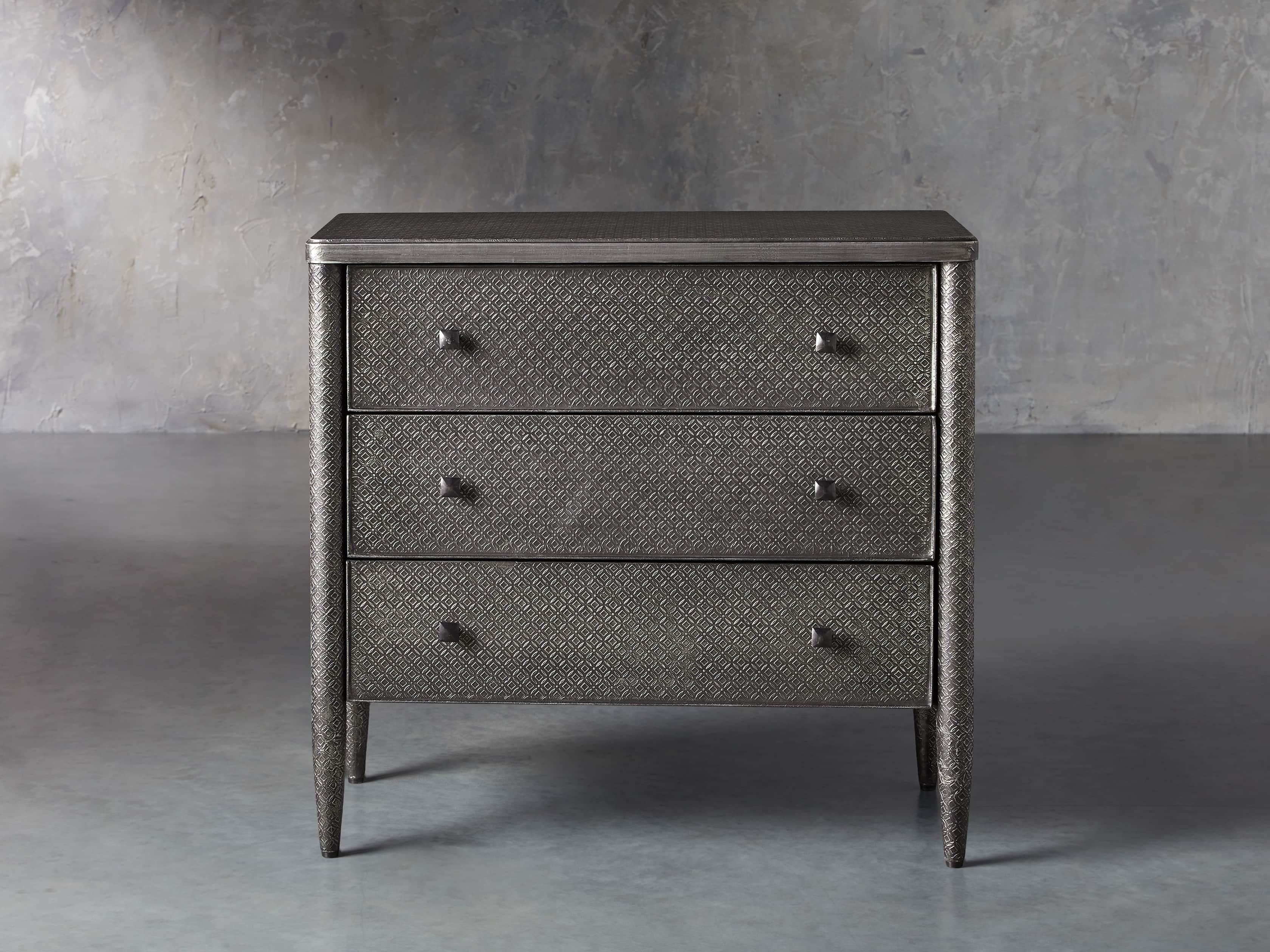 Percy Three Drawer Chest in Antique Nickel