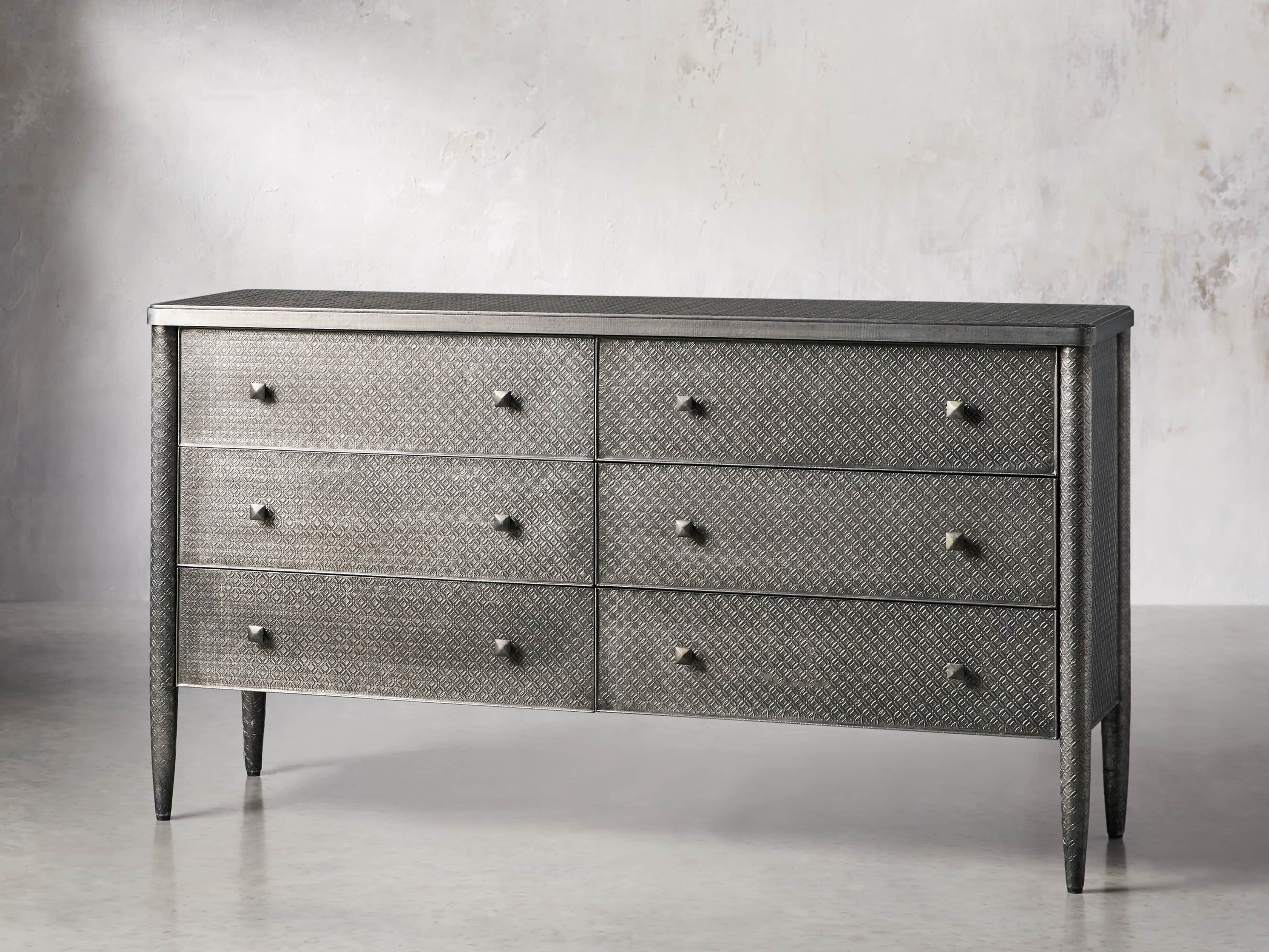 Percy Six Drawer Dresser in Antique Nickel