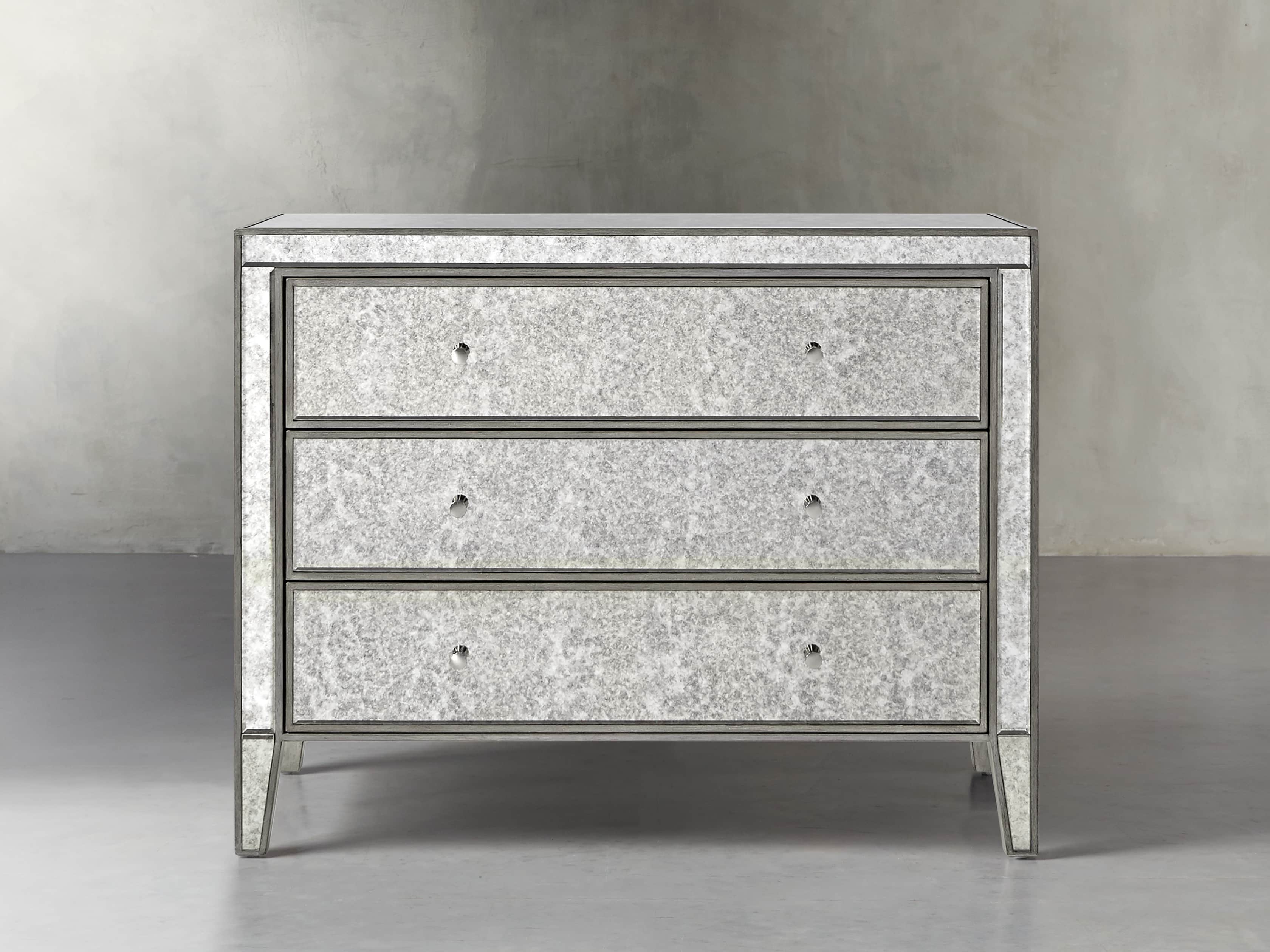 Reese 42" 3 Drawer Chest in Antique Mirrored