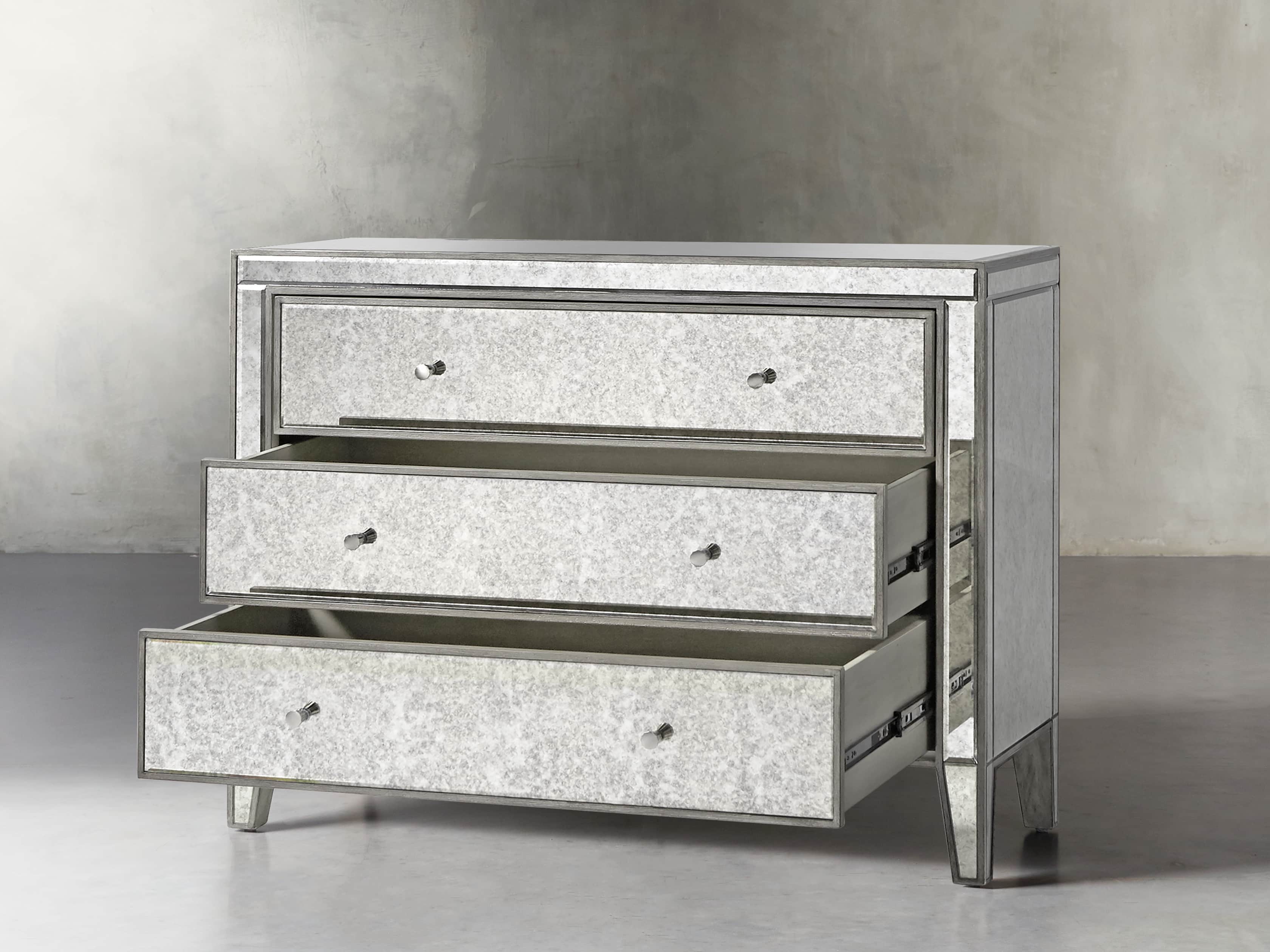 Reese 42" 3 Drawer Chest in Antique Mirrored