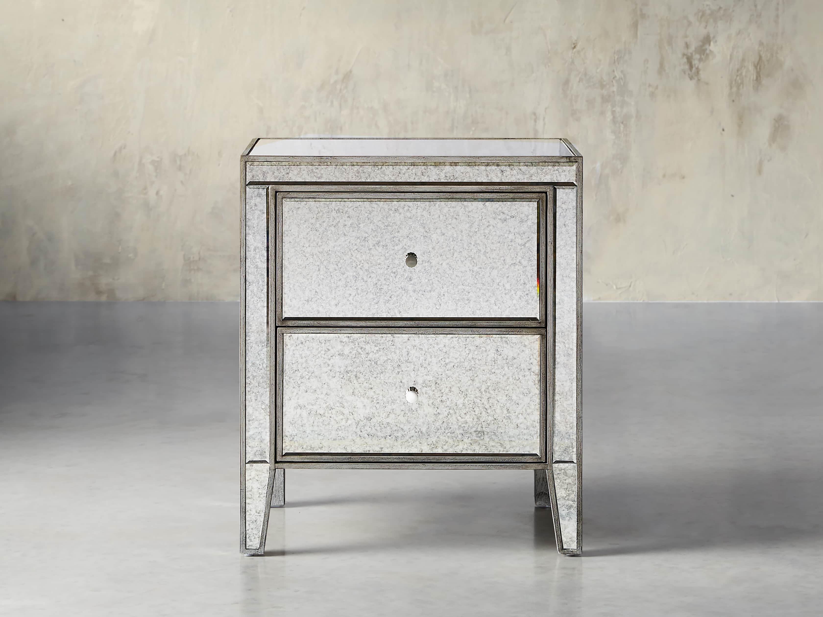 Reese 24" Two Drawer Nightstand in Antique Mirrored