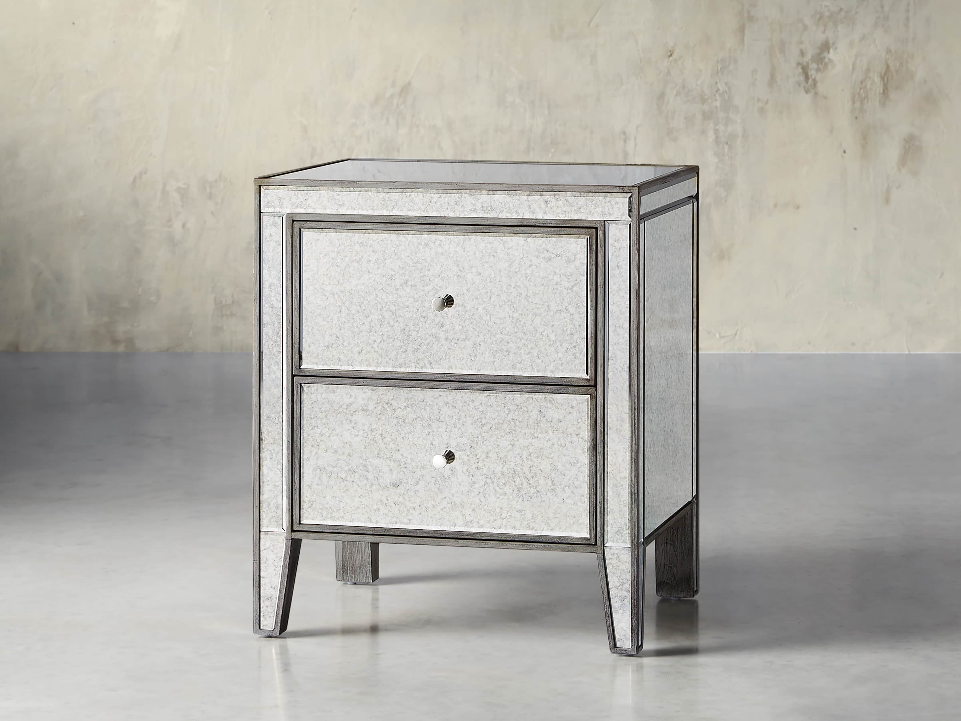 Reese 24" Two Drawer Nightstand in Antique Mirrored