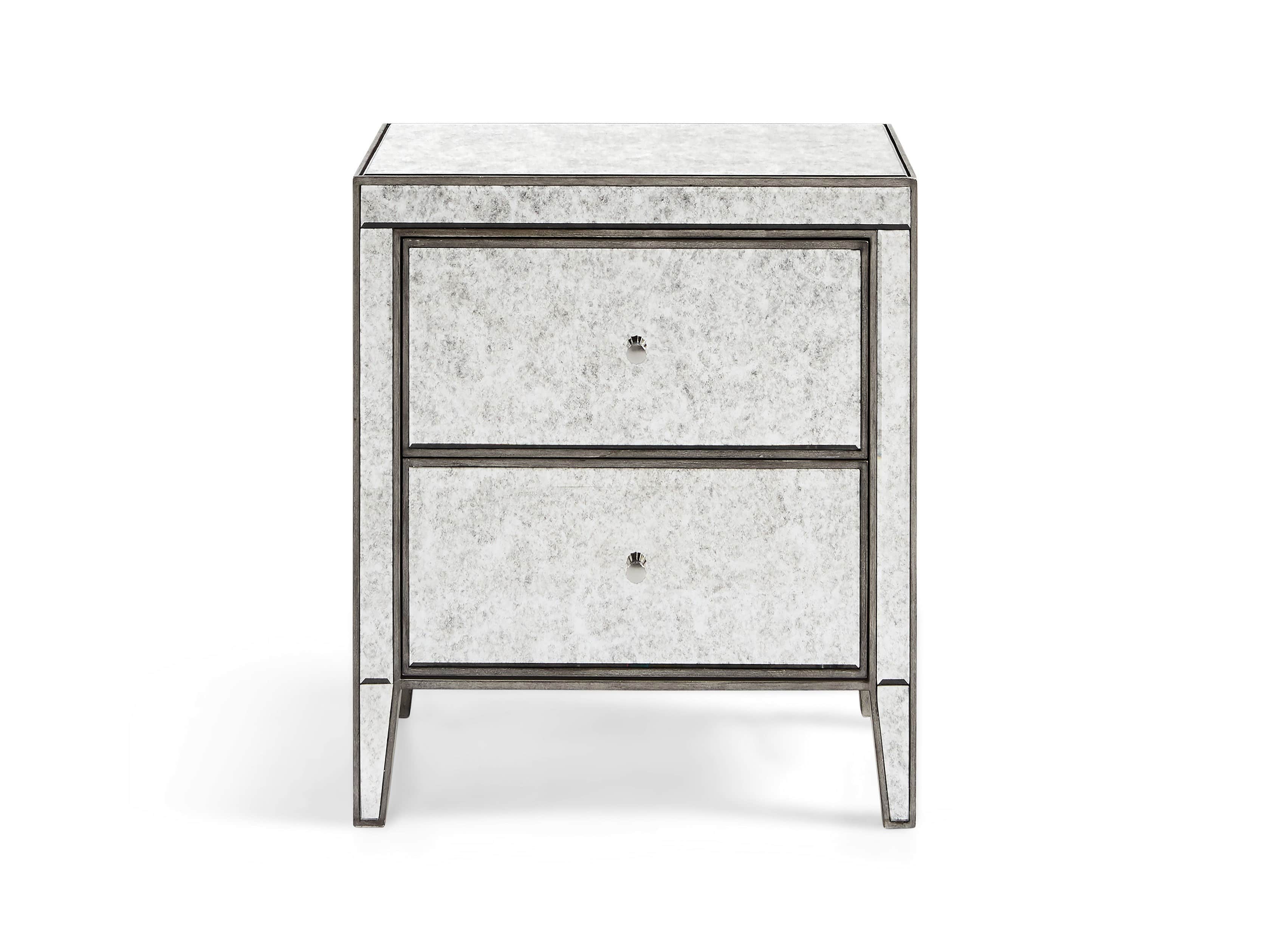 Reese 24" Two Drawer Nightstand in Antique Mirrored