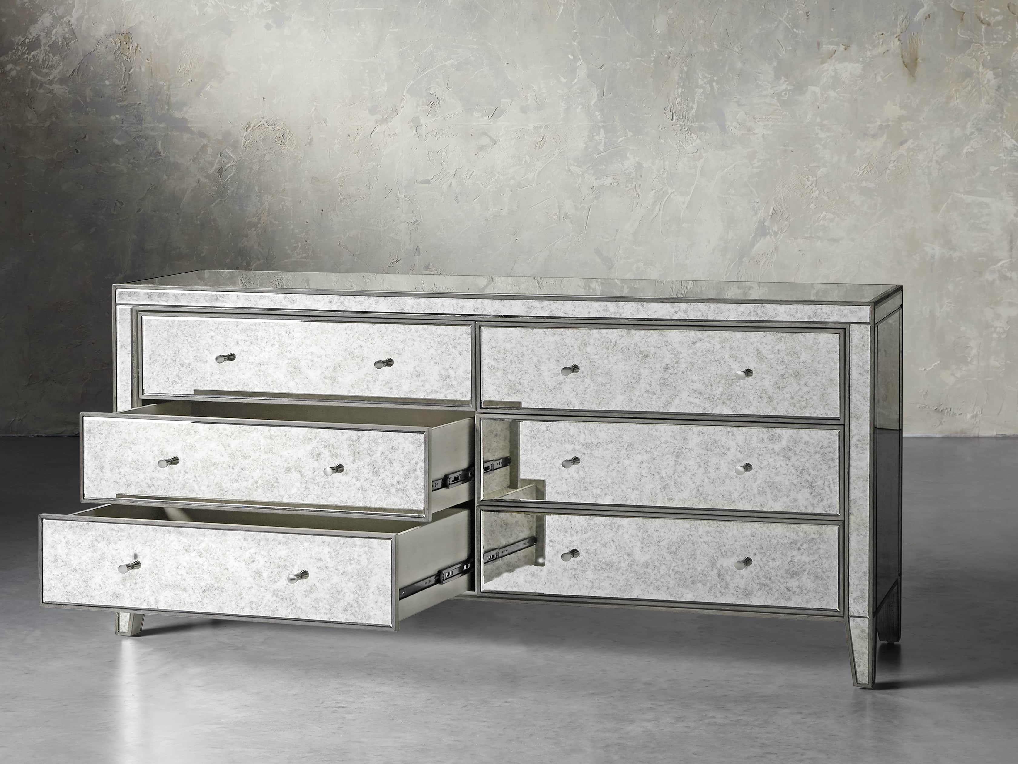 Reese 72" Wide Dresser in Antique Mirror