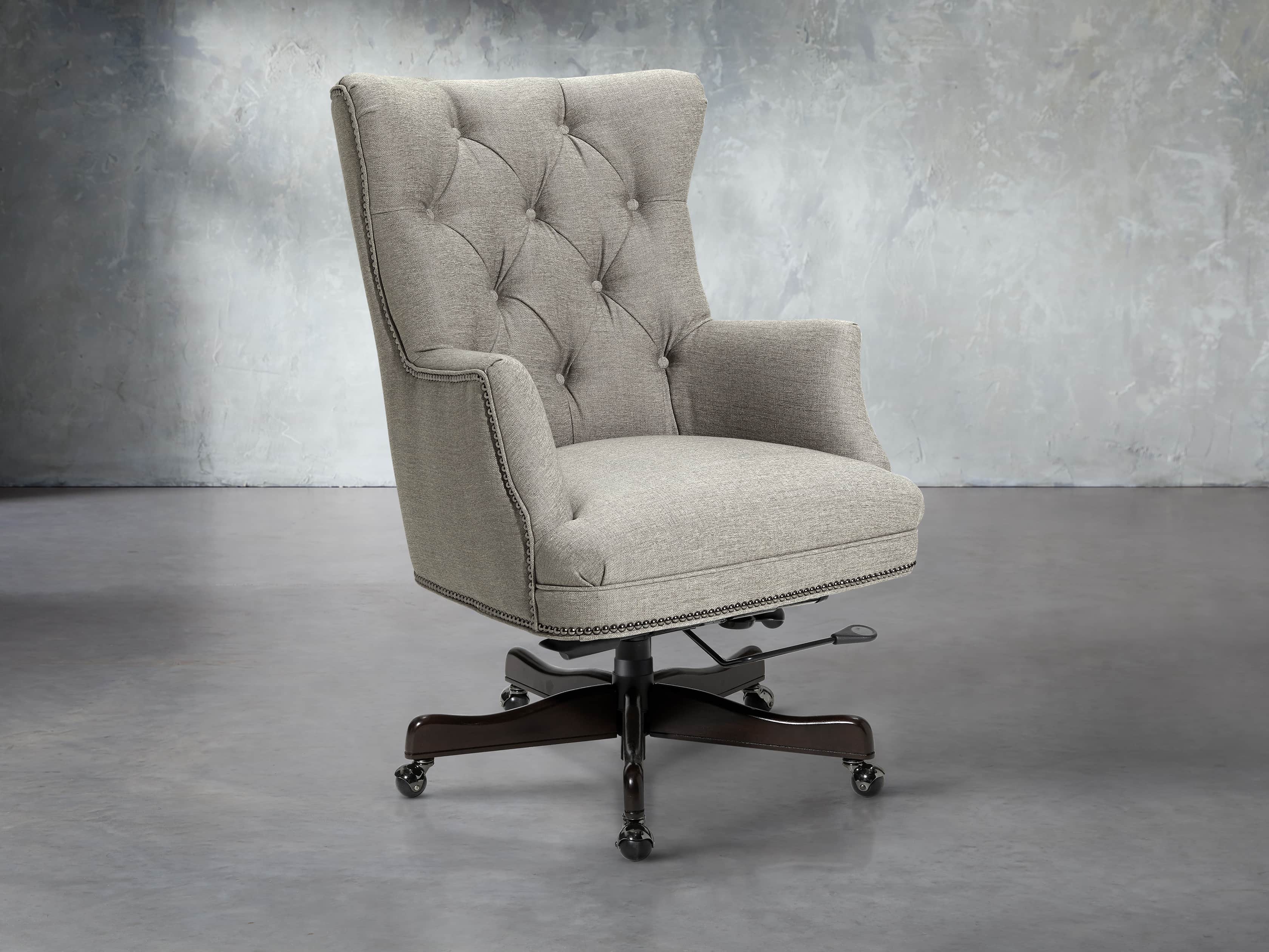 Addy Upholstered Tufted Desk Chair in Samantha Sand