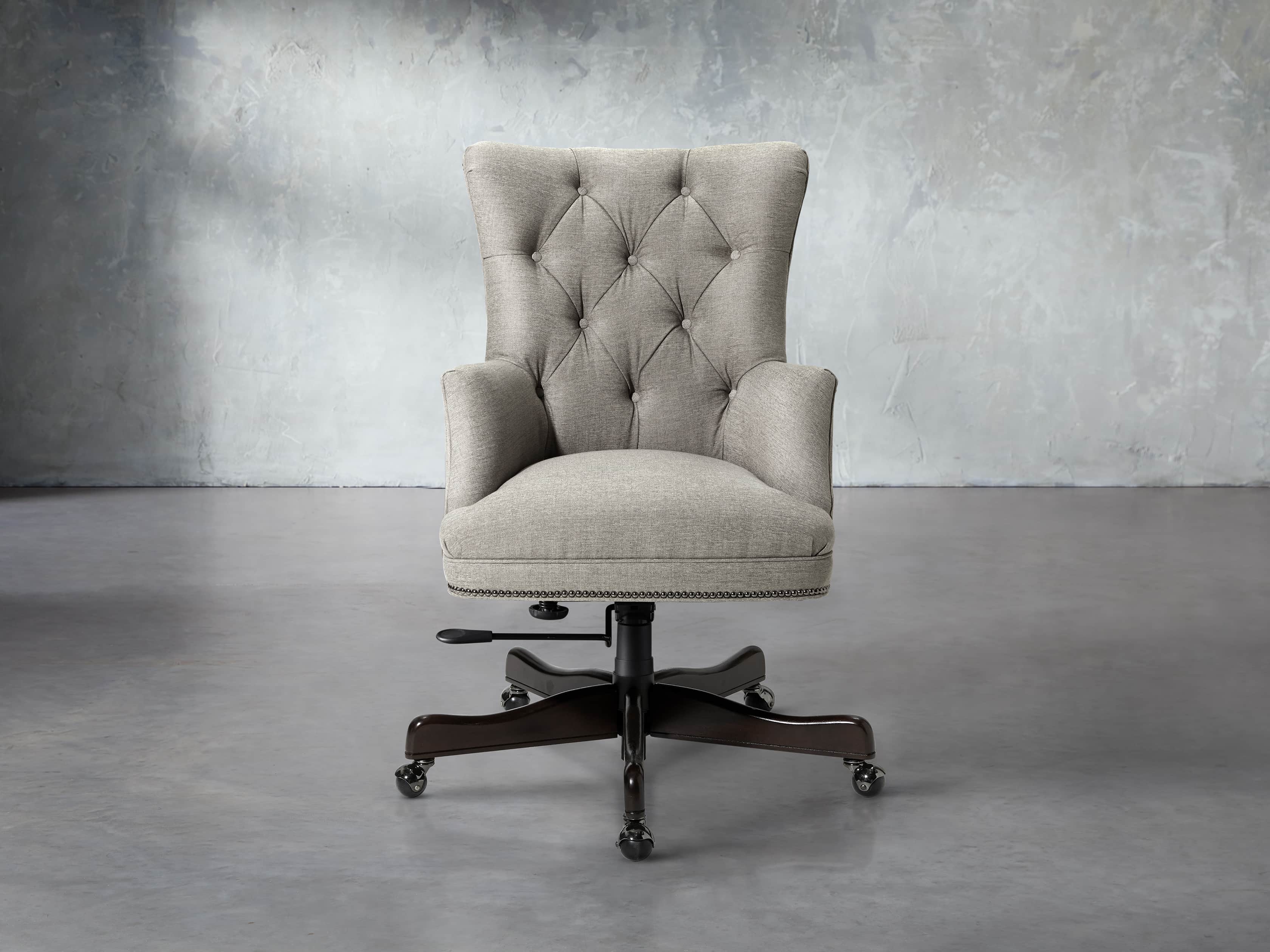 Addy Upholstered Tufted Desk Chair in Samantha Sand