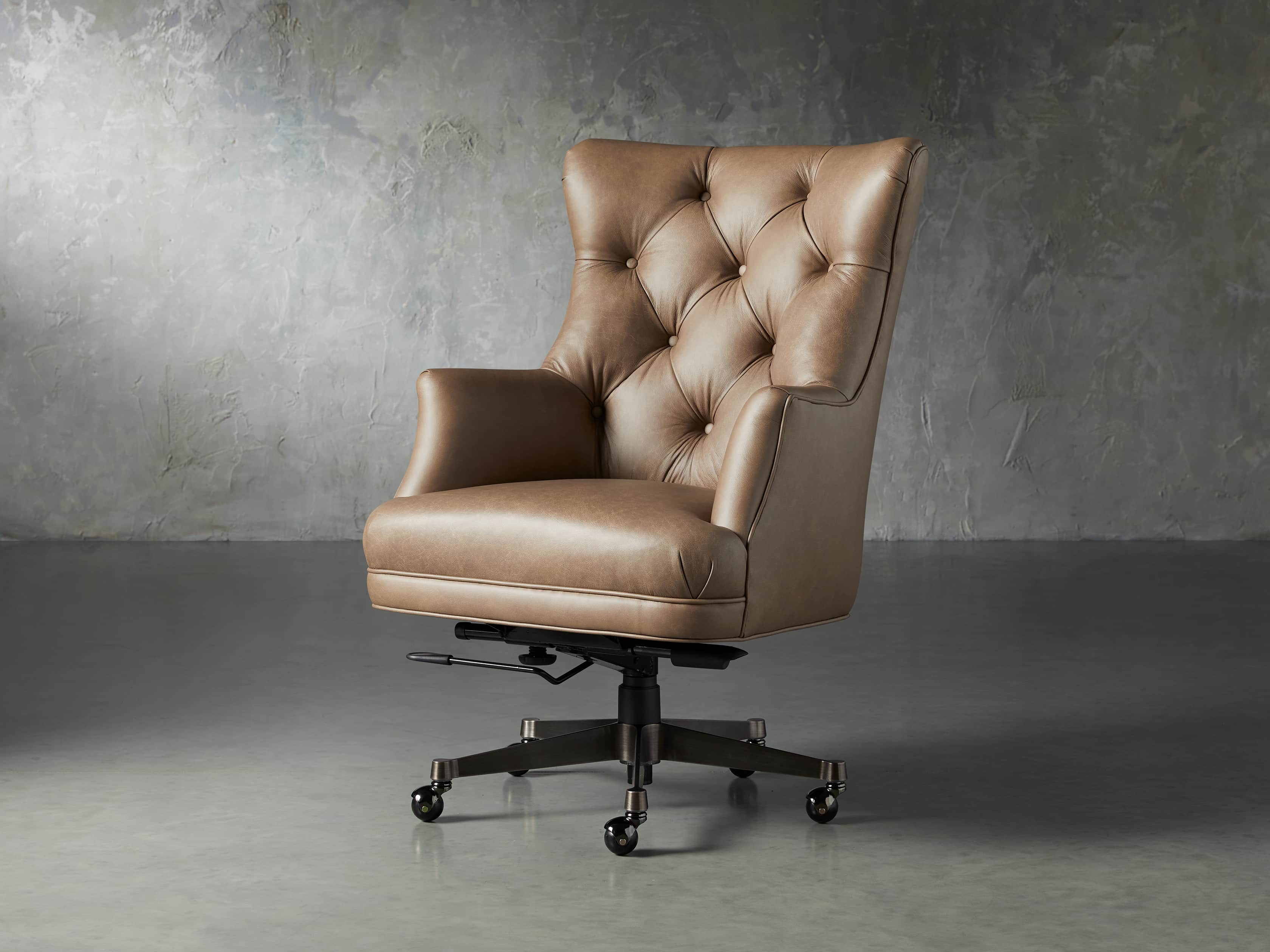 Addy Leather Desk Chair Arhaus, Tufted Leather Desk Chair