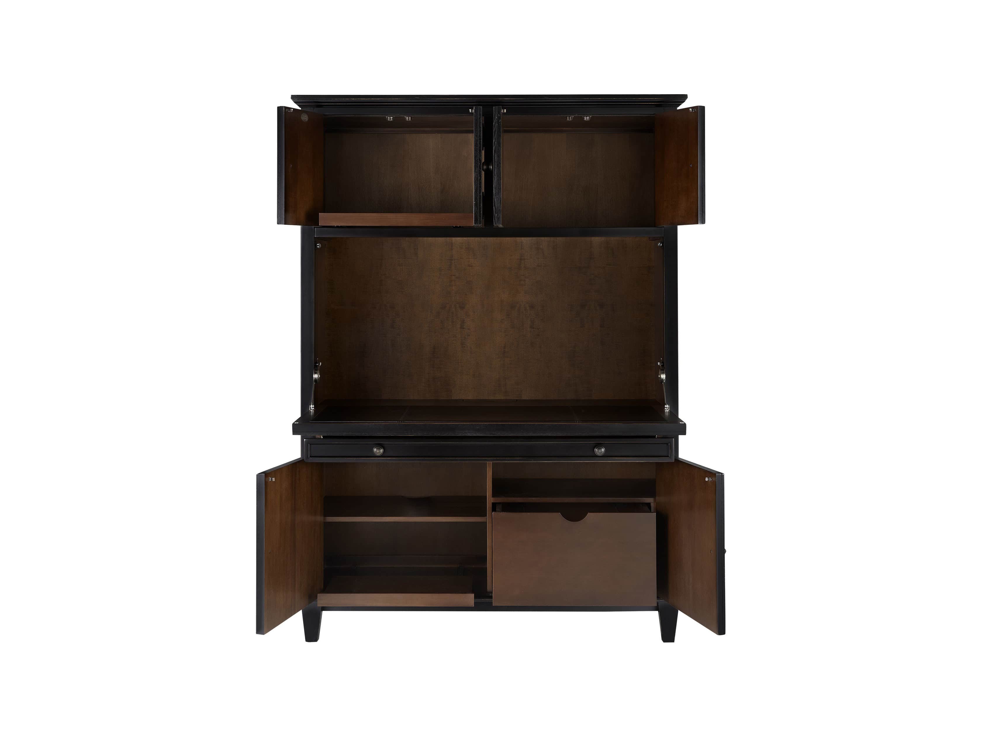 Alderson Computer Cabinet With Oak Top In Blackened Honey