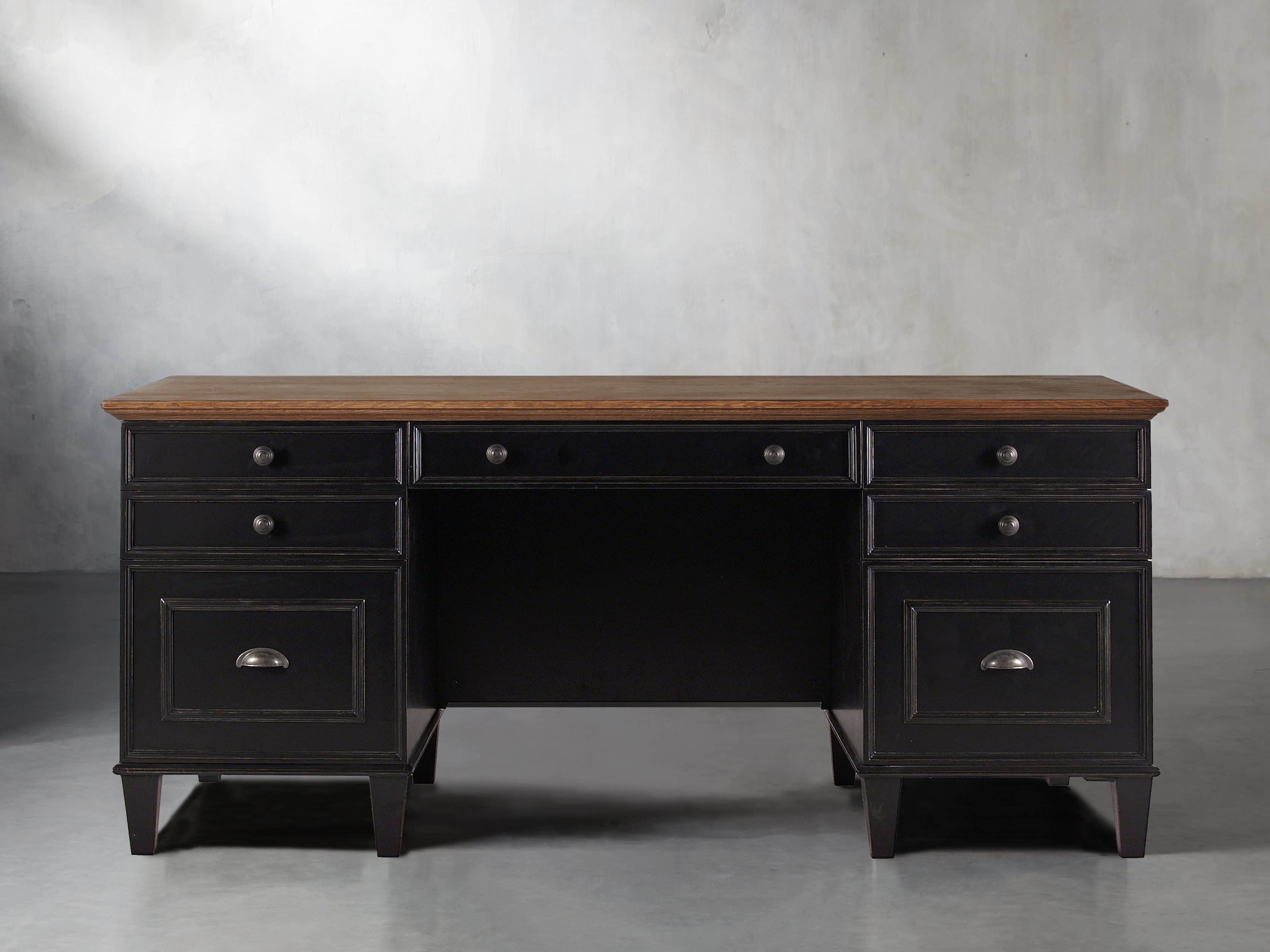 Alderson Executive Desk With Oak Top In Blackened Honey
