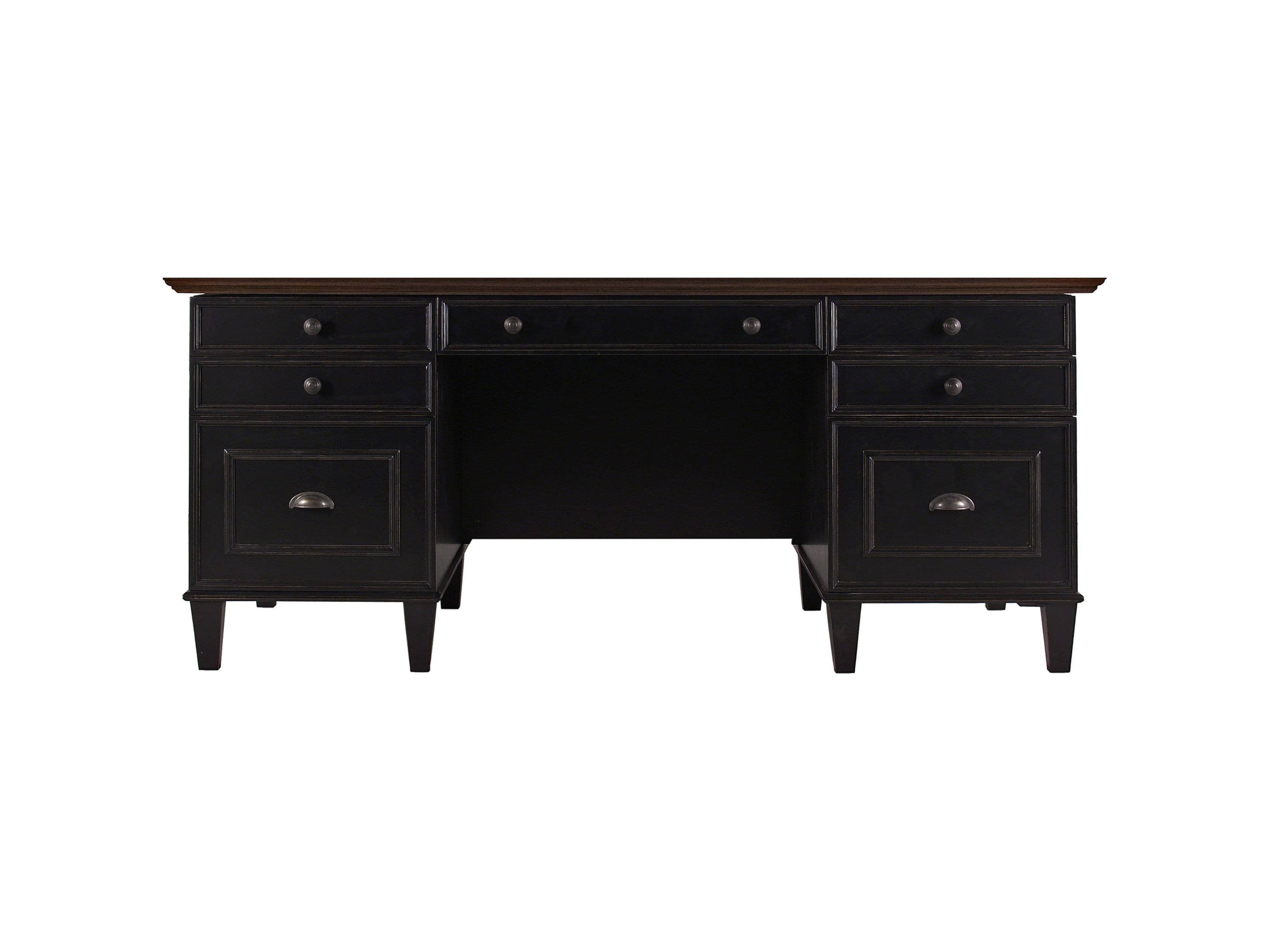 Alderson Executive Desk With Oak Top In Blackened Honey