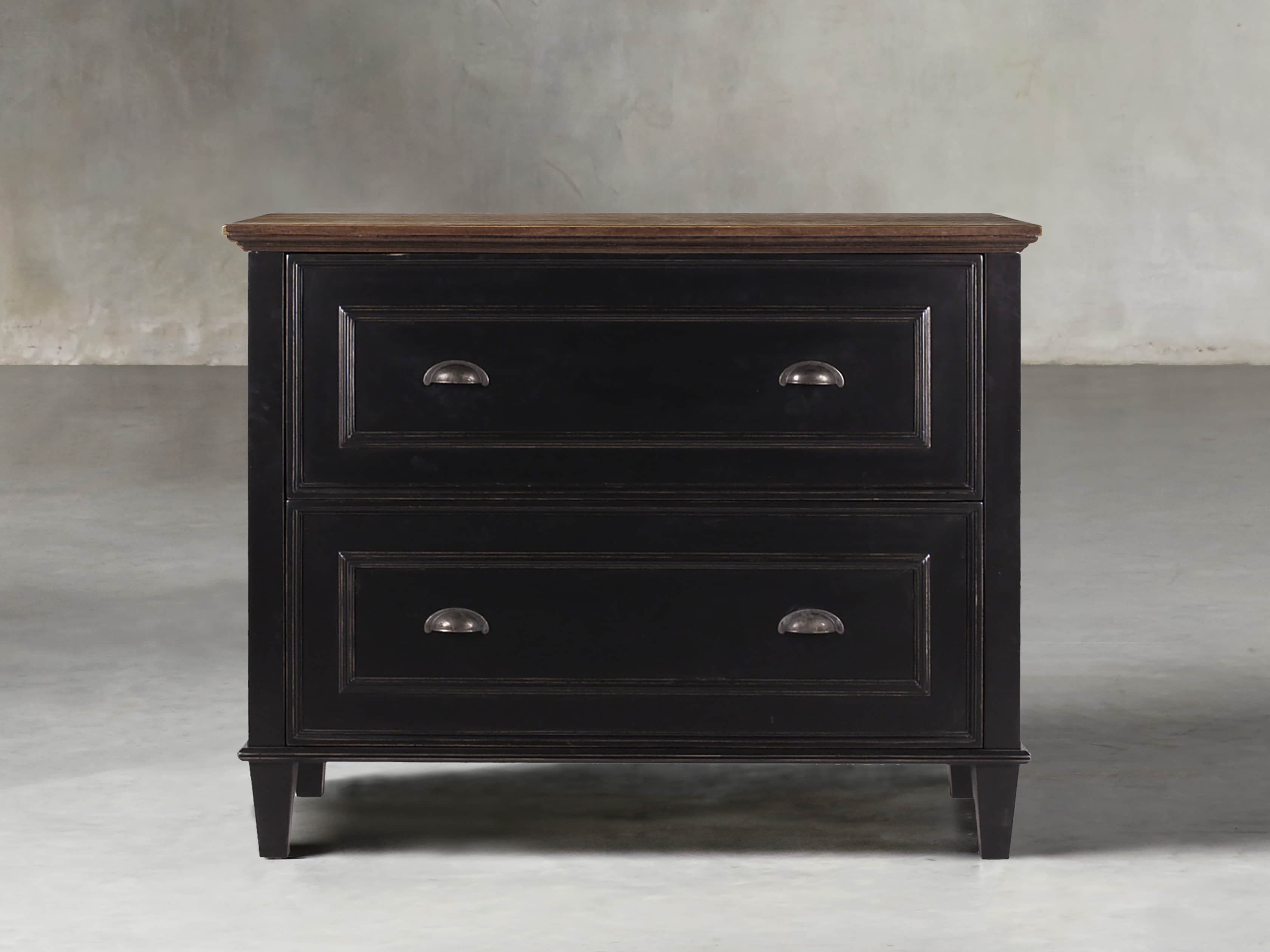 Alderson Lateral File With Oak Top In Blackened honey