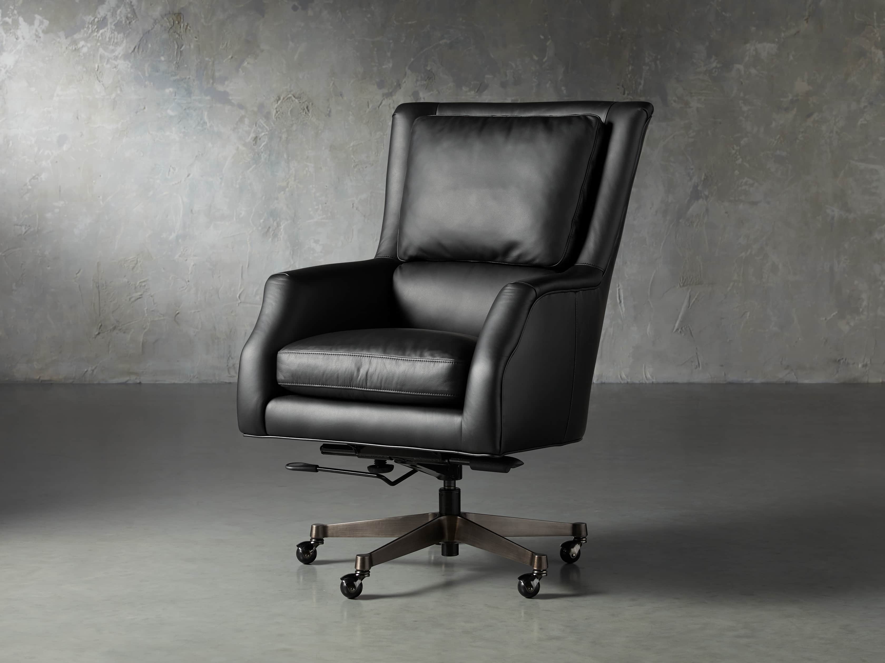 Alex Leather Desk Chair in Black Arhaus