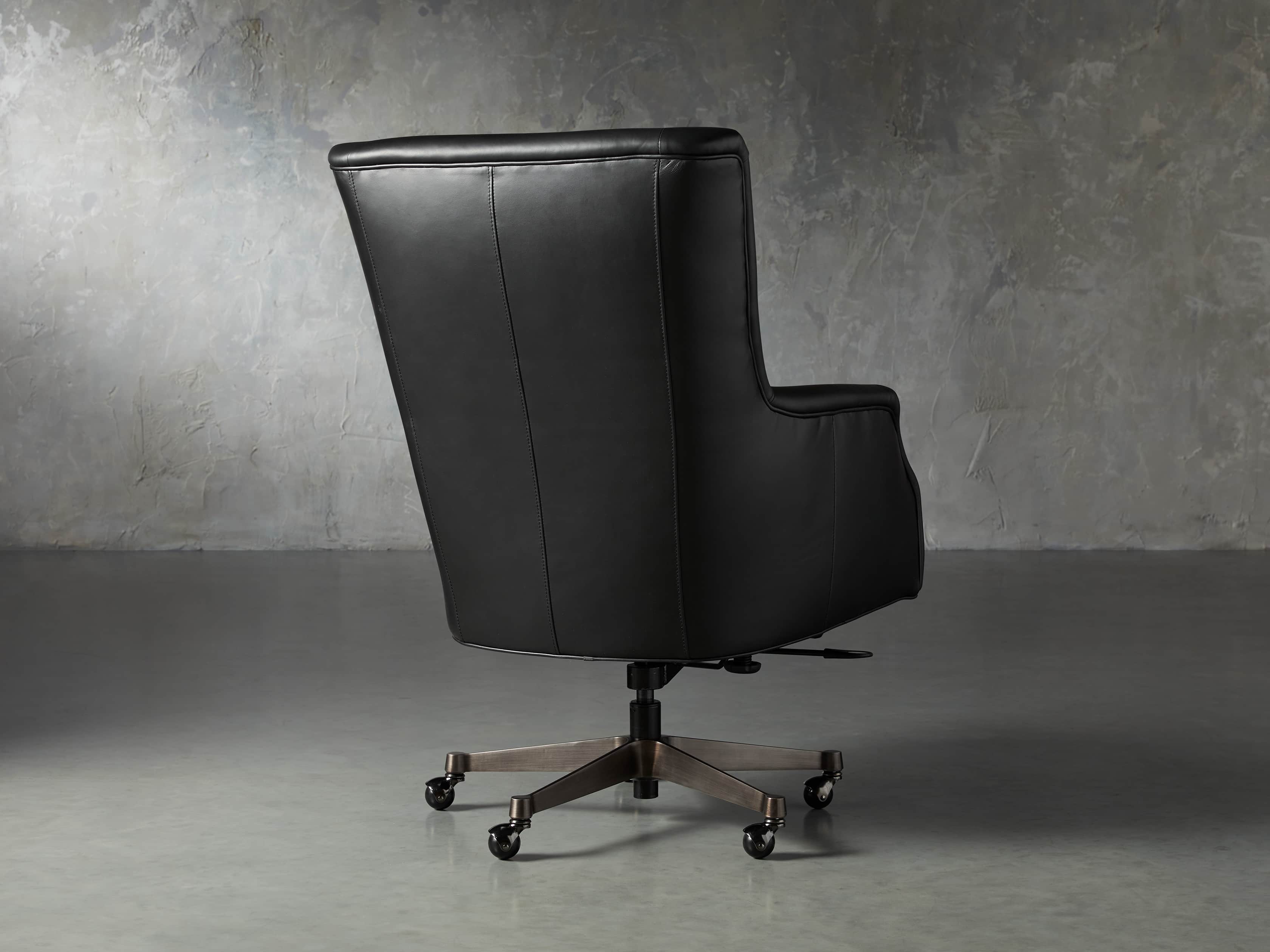 Alex Leather Desk Chair in Black Arhaus