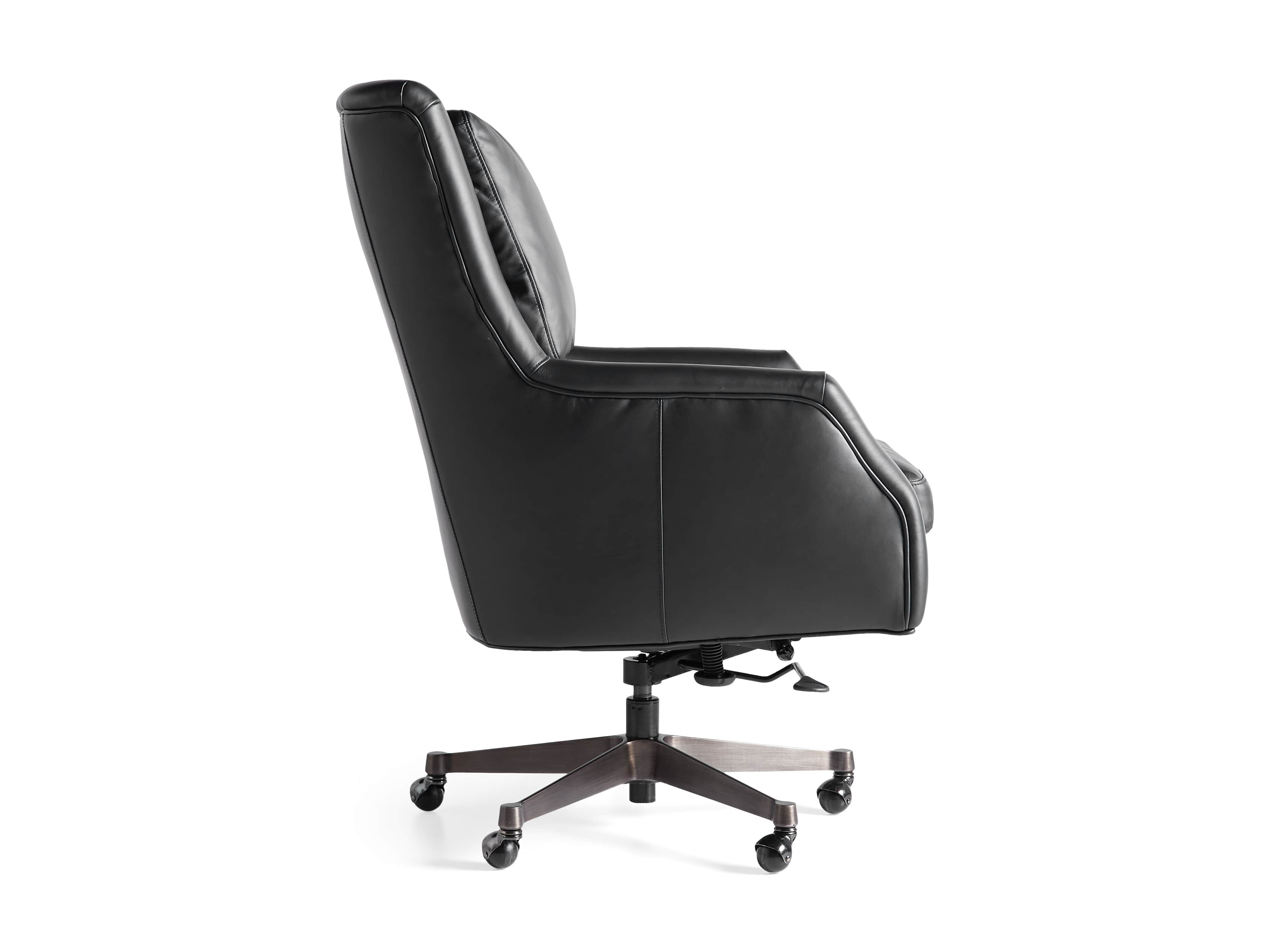 Desk chair black online leather