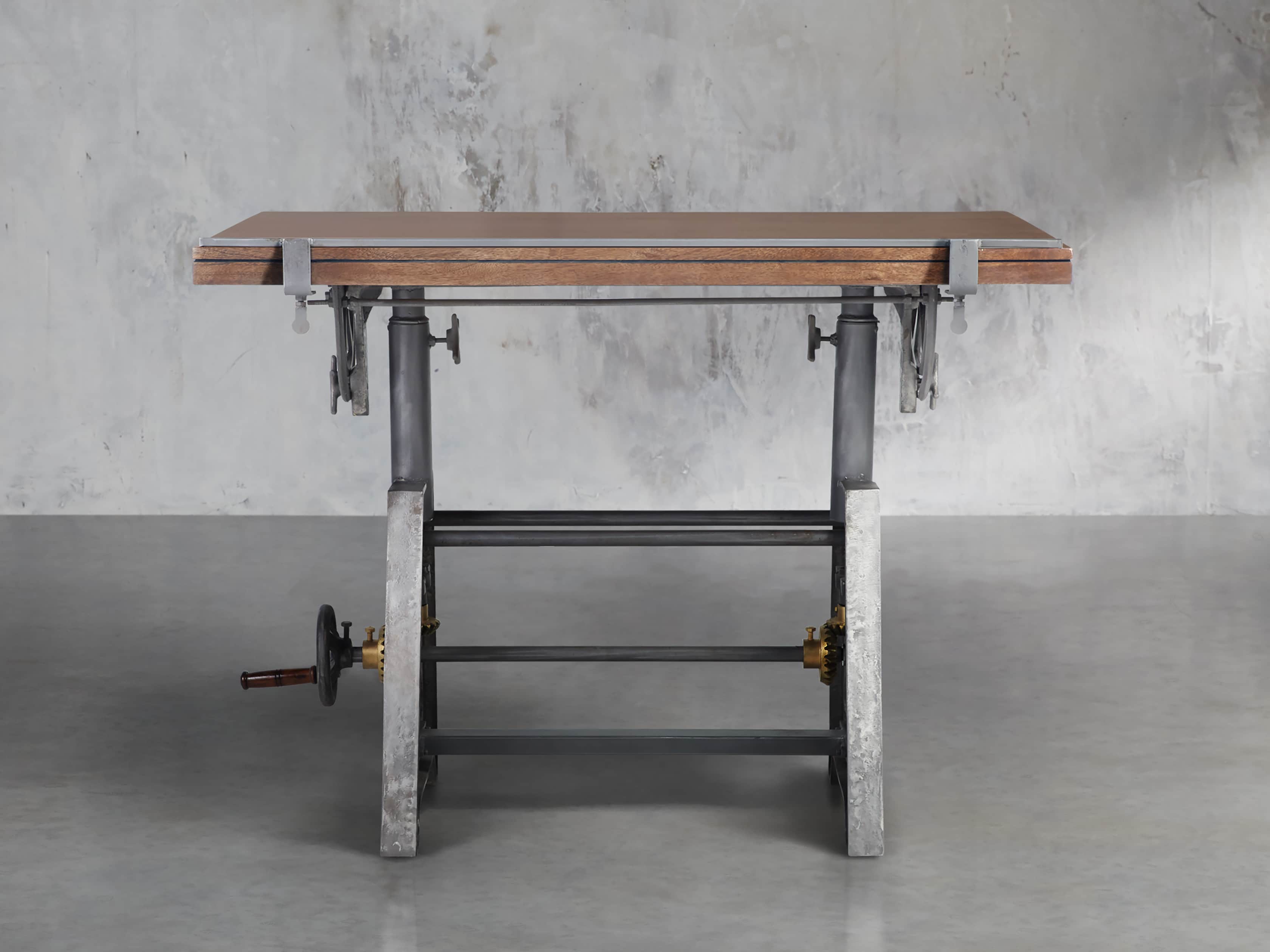 Industrial Crank Drafting Table with Iron base | Arhaus