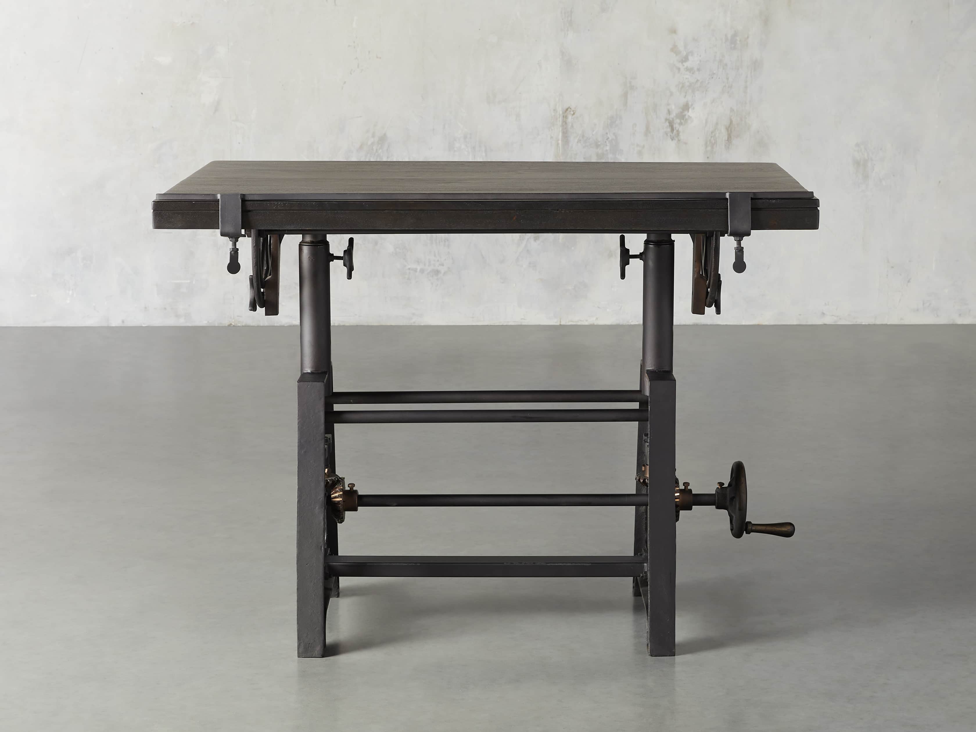 View the Industrial Crank Drafting Table with Rubbed Black Iron and Copper Base