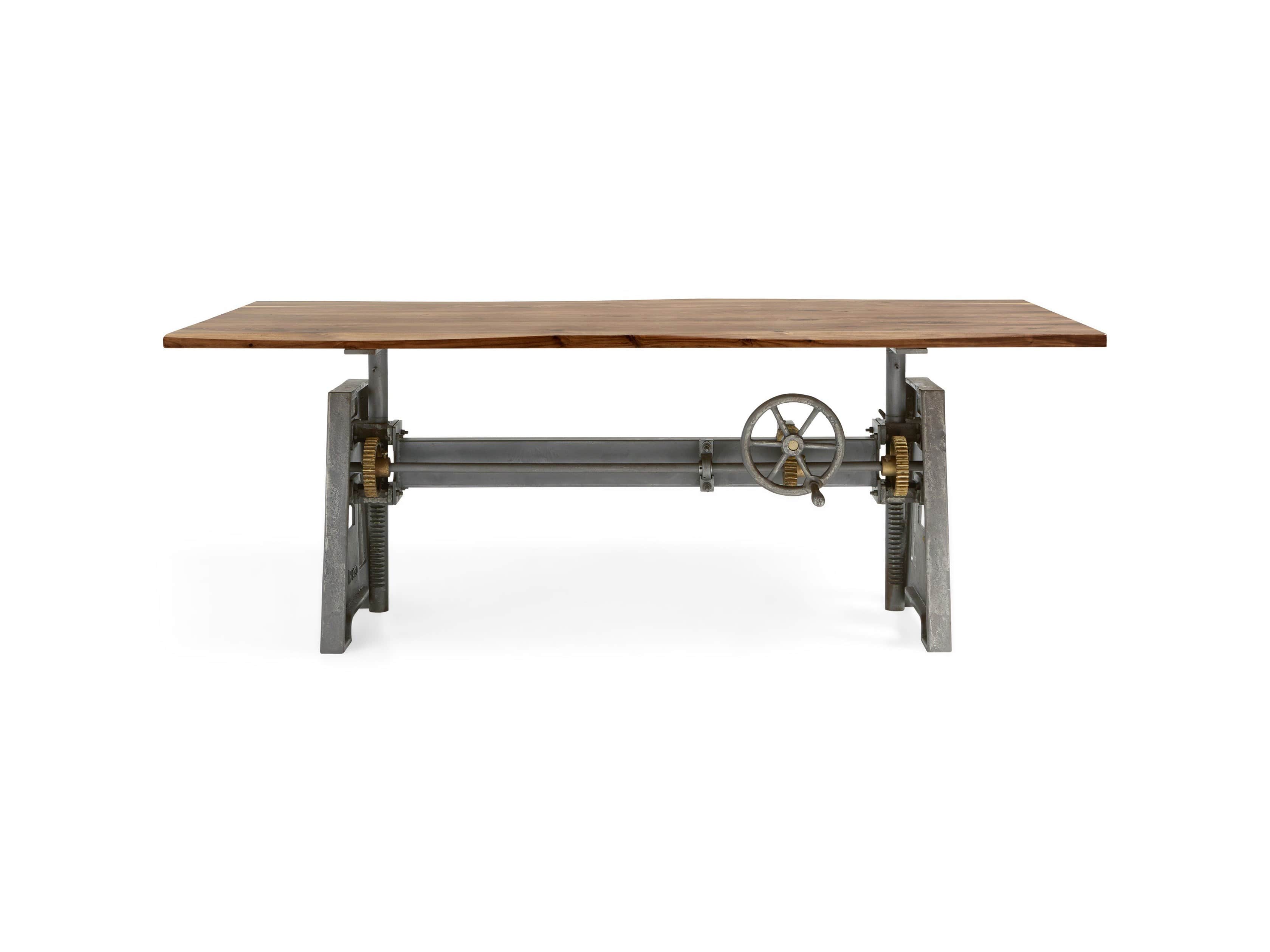 View the Industrial Brown Ansel Top Crank Desk with Iron Base