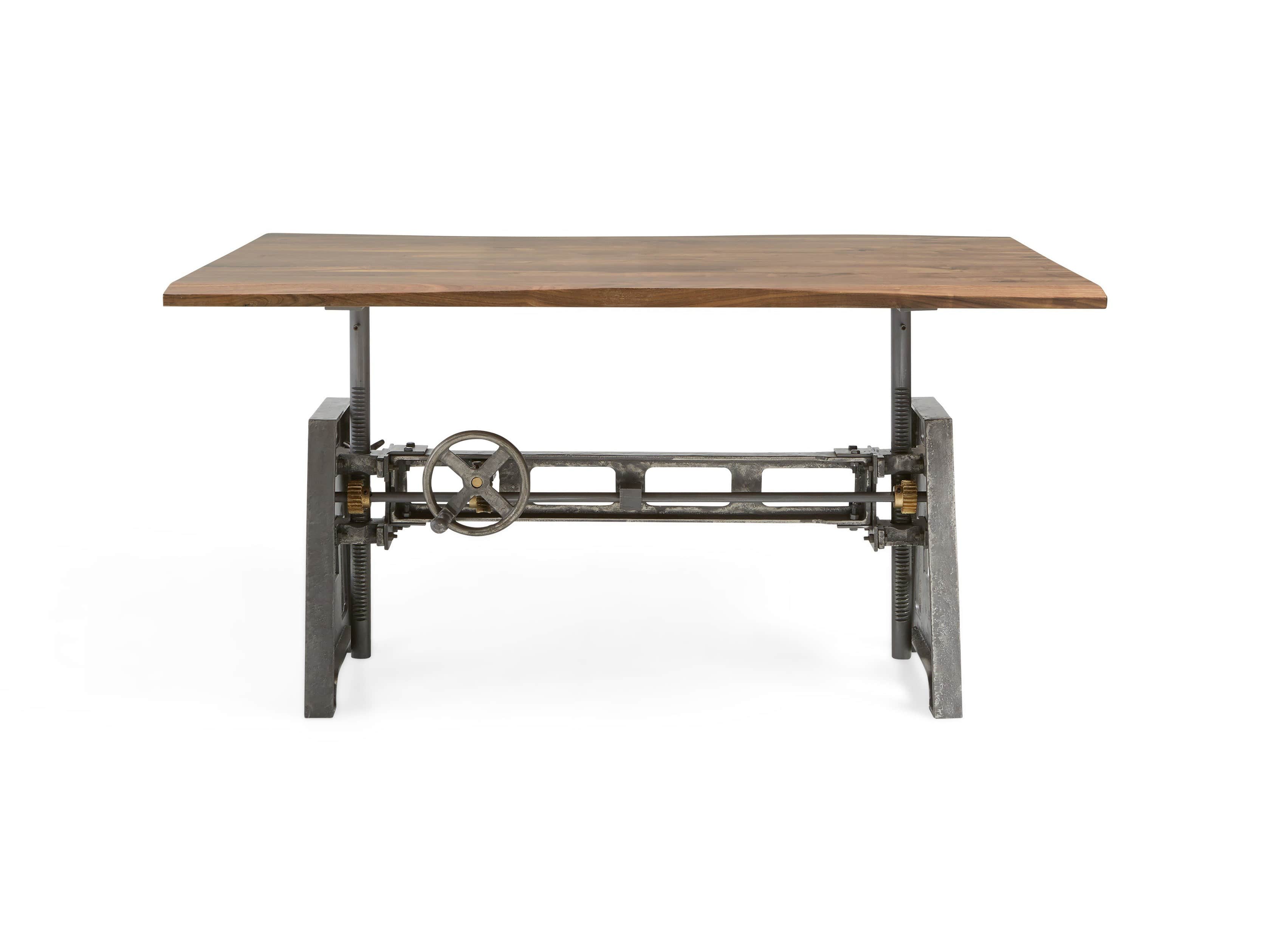 Industrial 60" x 42" Brown Ansel Top with Small Crank Base