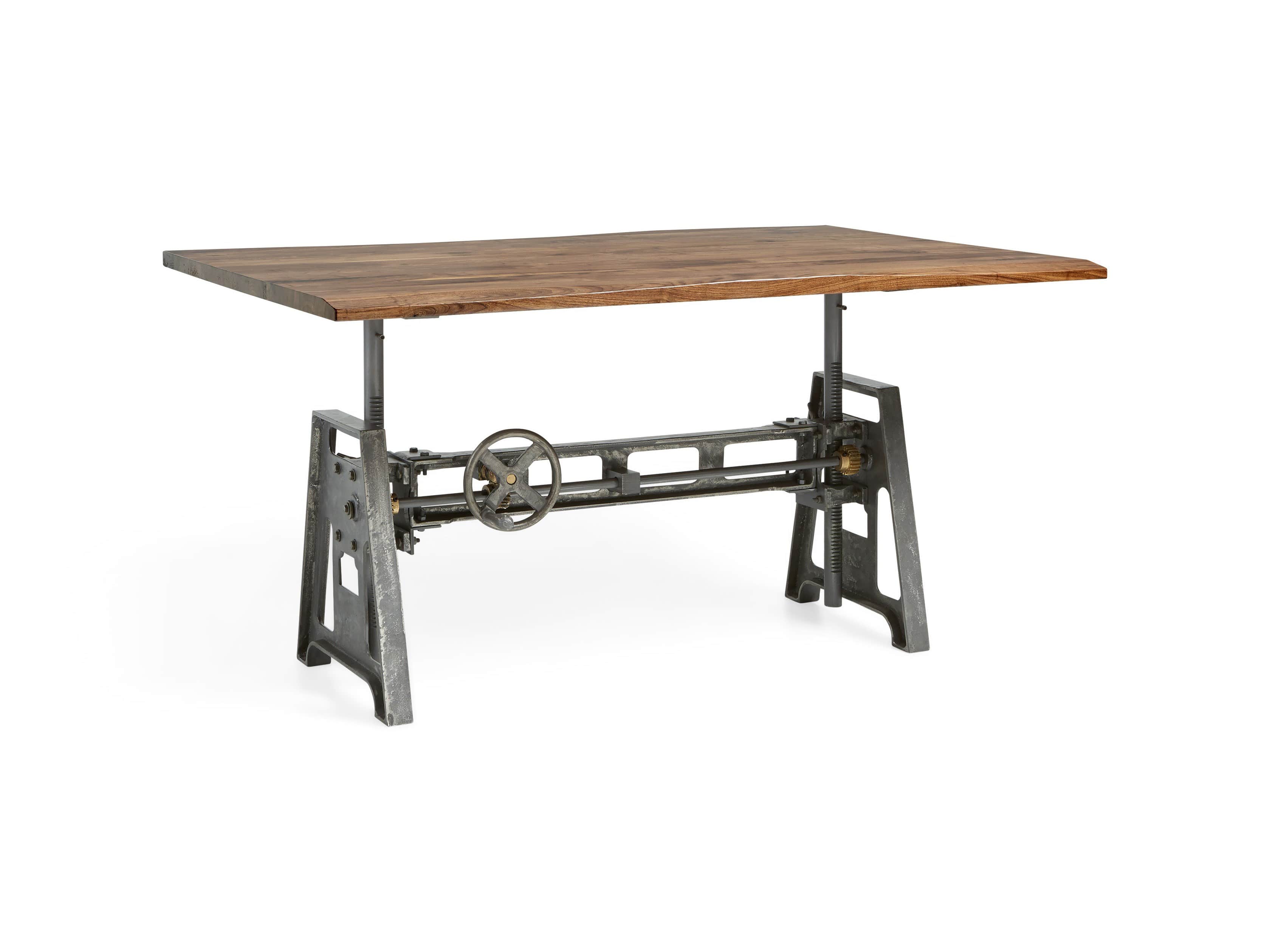 Industrial 60" x 42" Brown Ansel Top with Small Crank Base