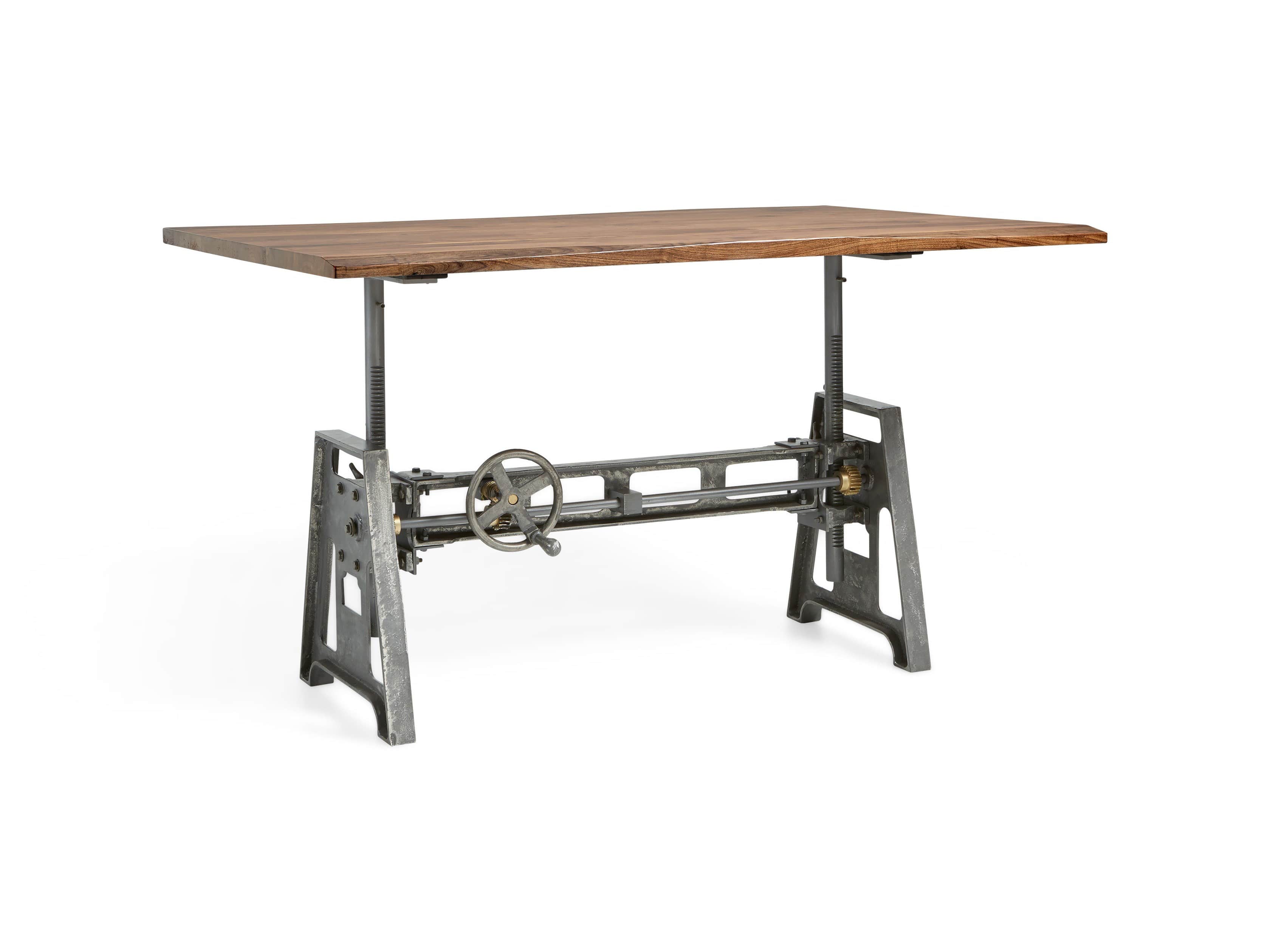 Industrial 60" x 42" Brown Ansel Top with Small Crank Base