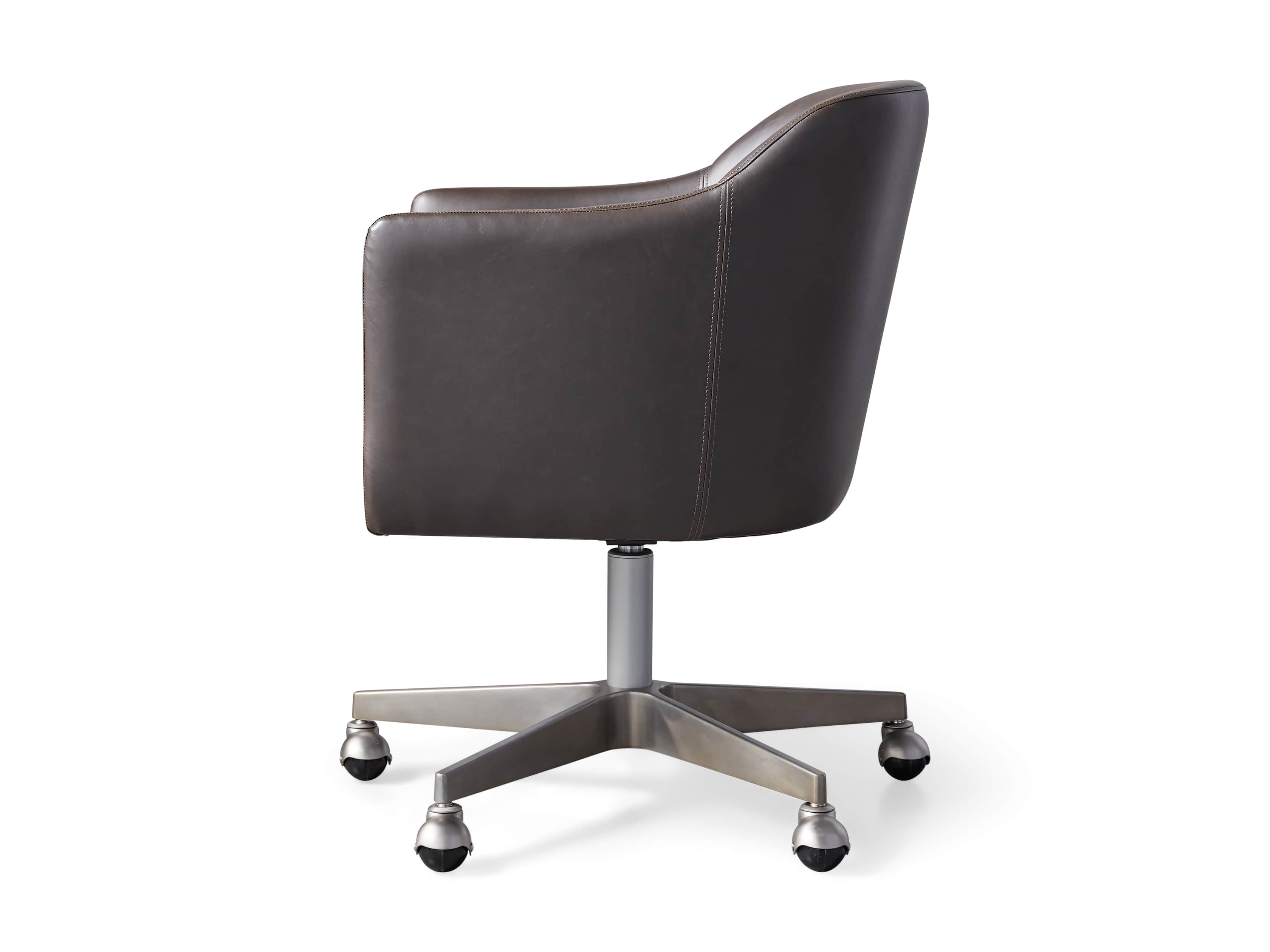 Lain 22" Faux Leather Desk Chair in Grey, slide 6 of 6