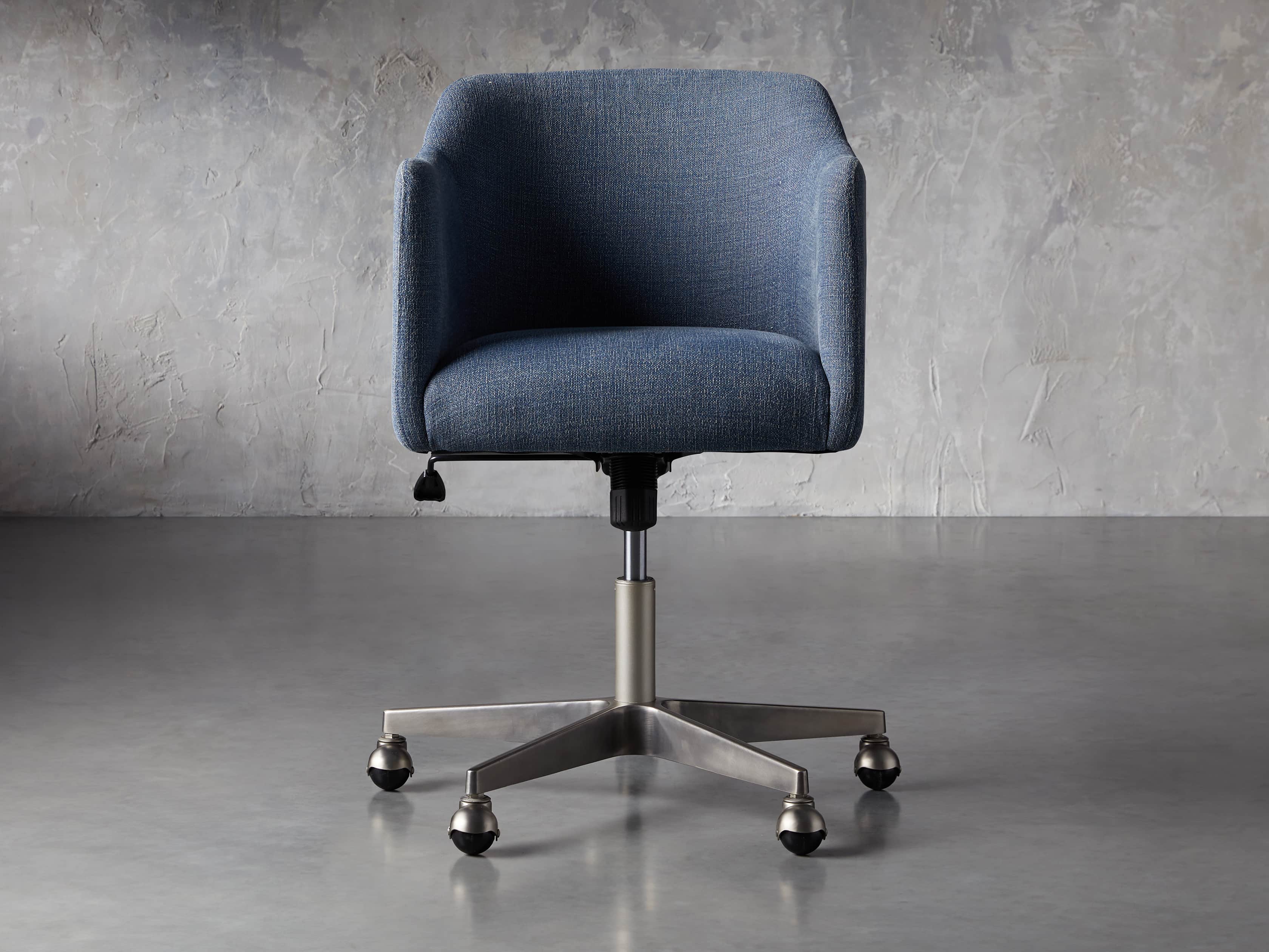 Lain 22" Desk Chair in Indigo Linen, slide 5 of 11