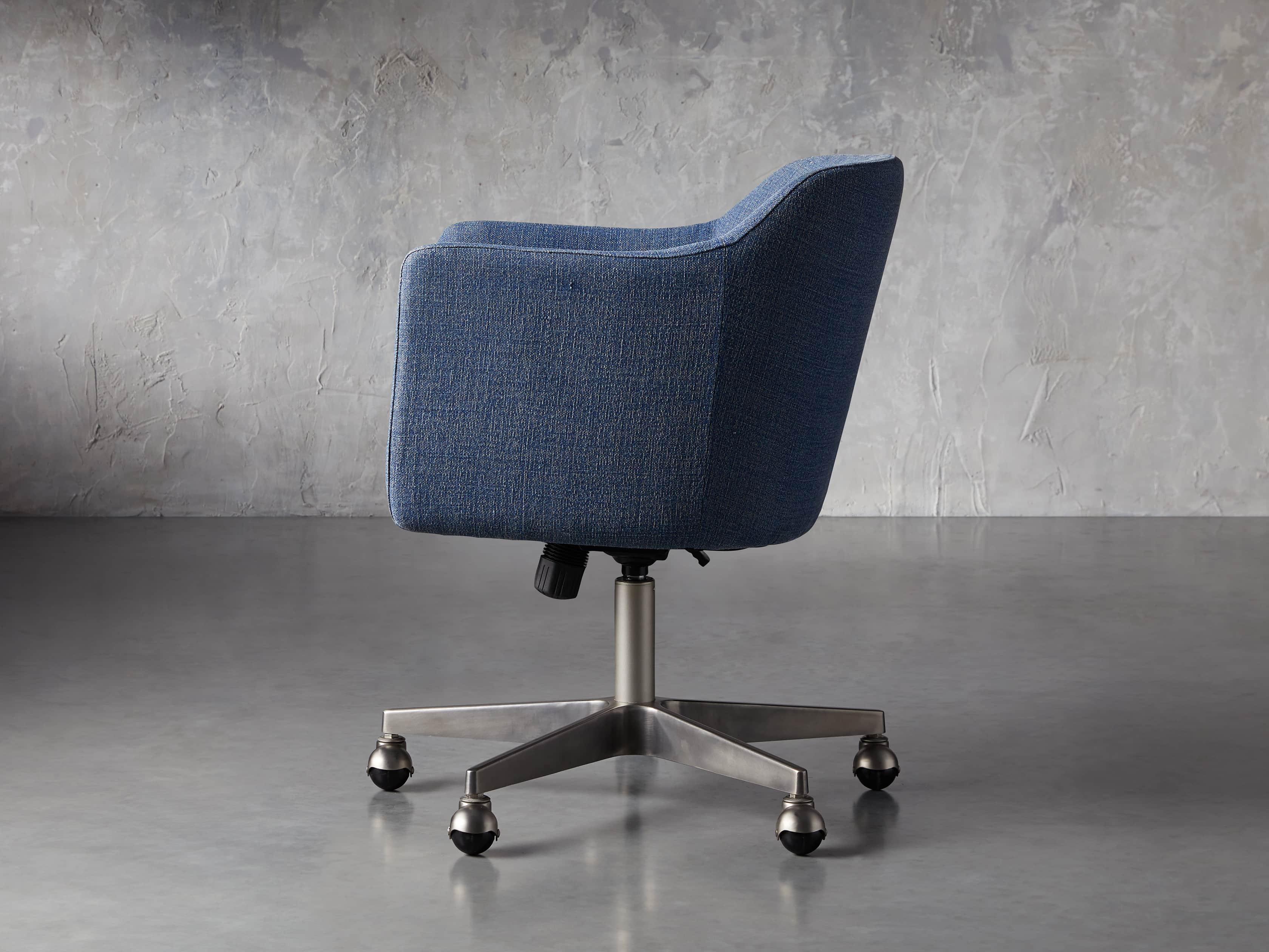 Lain 22" Desk Chair in Indigo Linen, slide 3 of 11