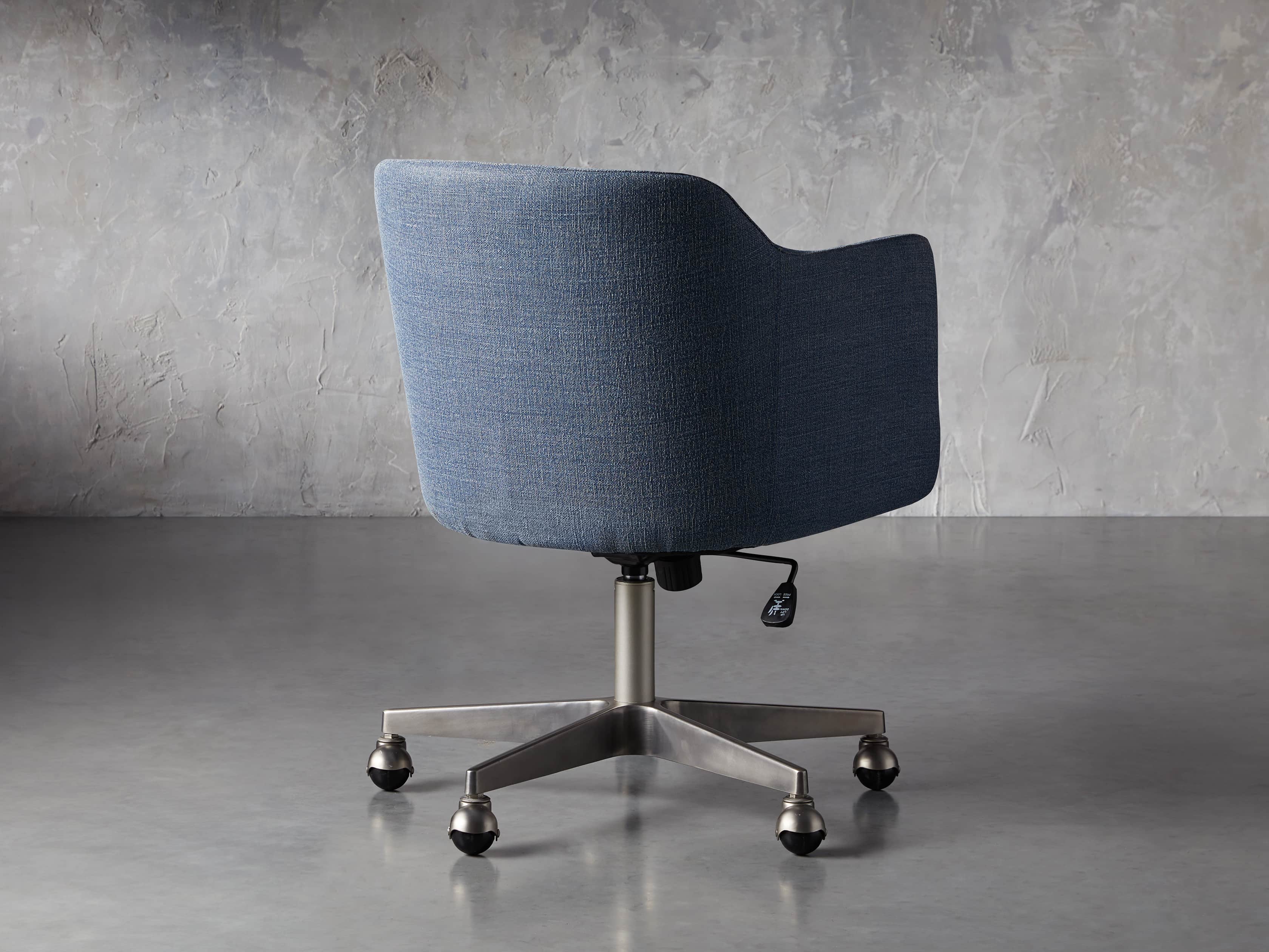 Lain 22" Desk Chair in Indigo Linen, slide 4 of 11