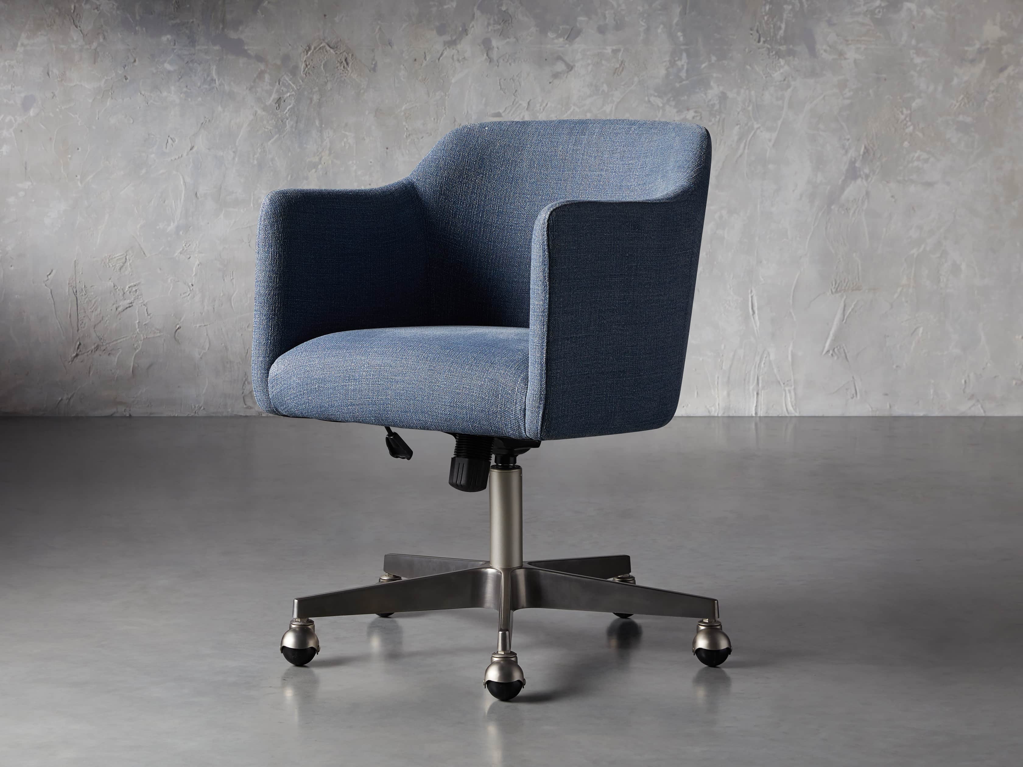 Lain 22" Desk Chair in Indigo Linen, slide 6 of 11