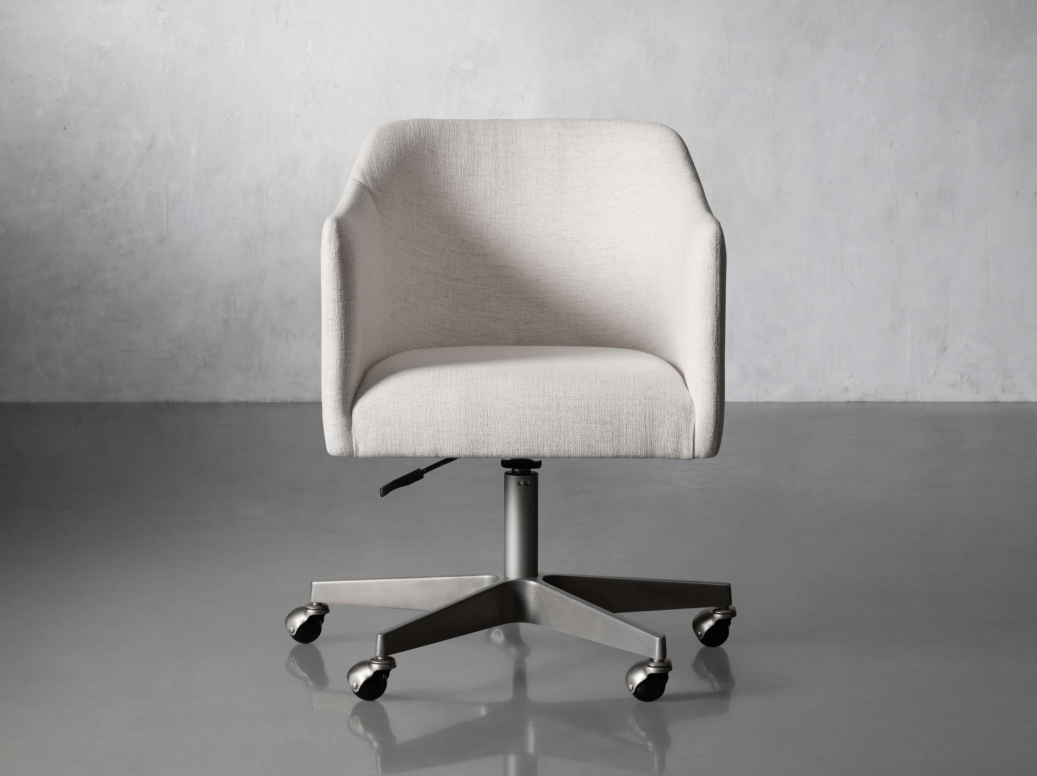 Lain Desk Chair in Upholstered Fabric in White Arhaus