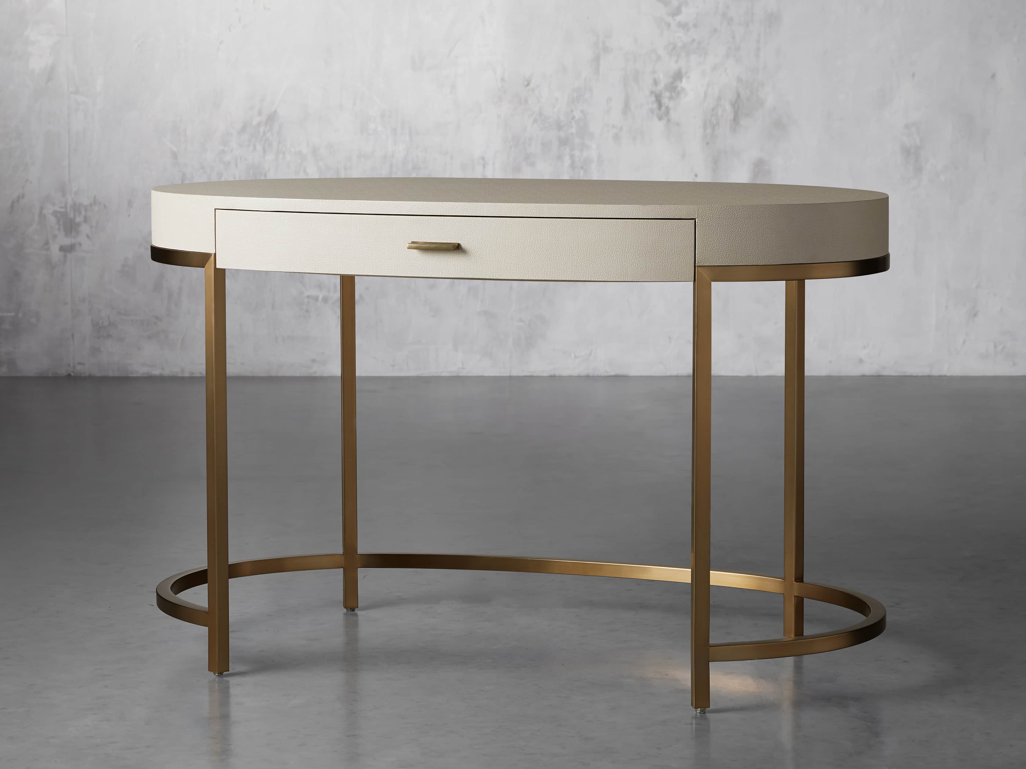Malone Oval writing Desk in Shagreen Bone, slide 3 of 8