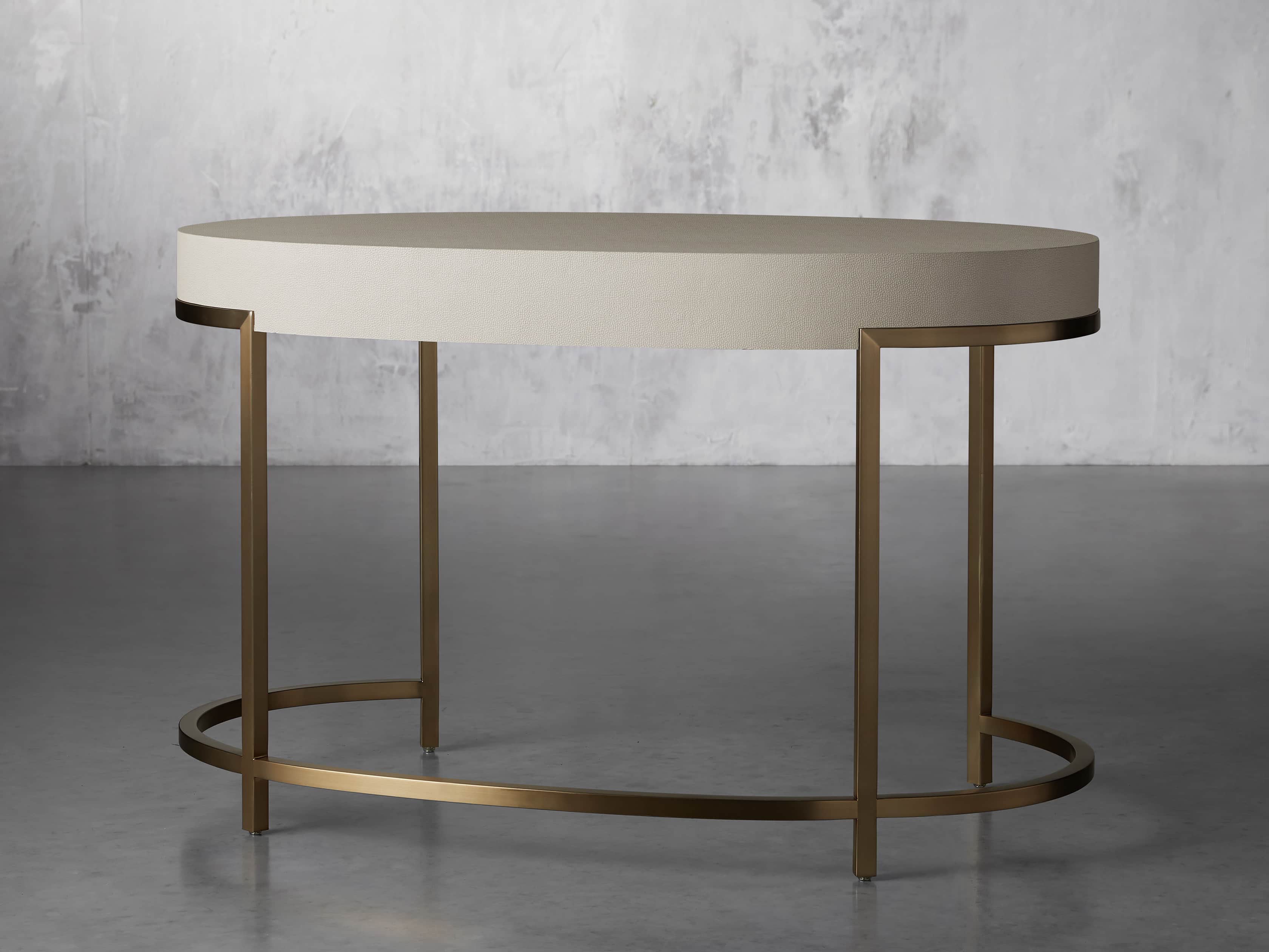 Malone Oval writing Desk in Shagreen Bone, slide 4 of 8