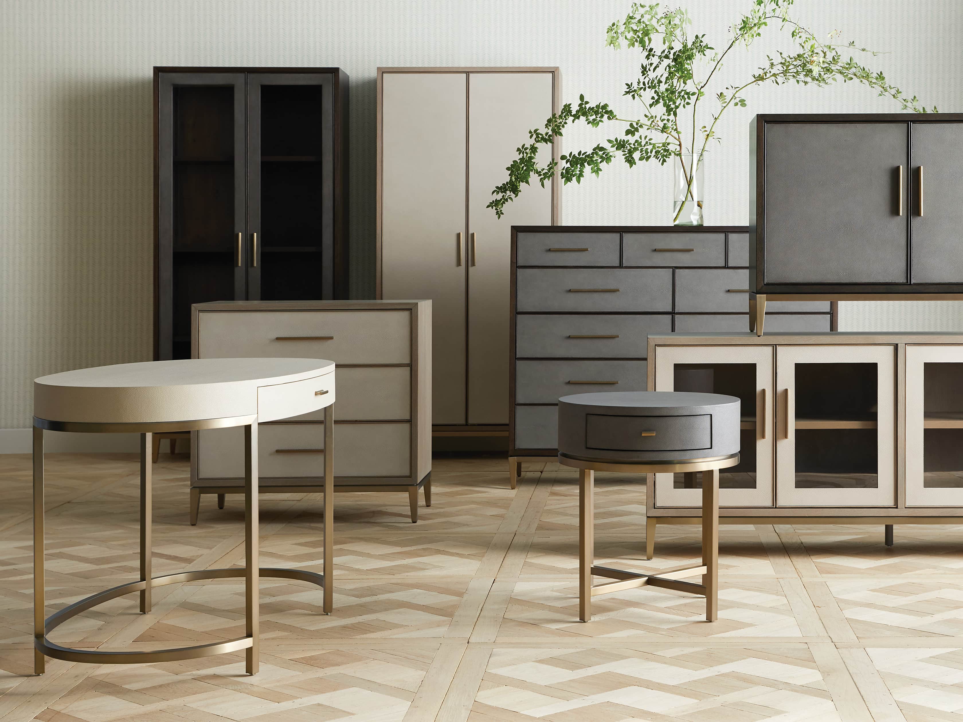 Malone Oval writing Desk in Shagreen Bone, slide 6 of 8