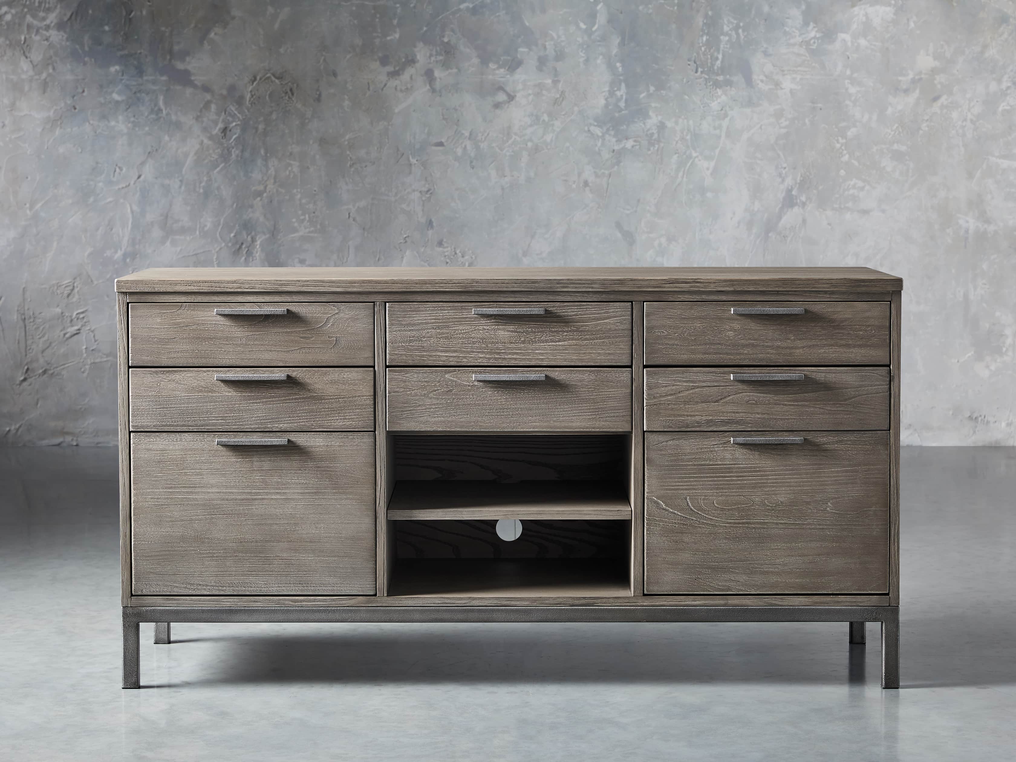 Palmer 56" Credenza in Stone on Ash