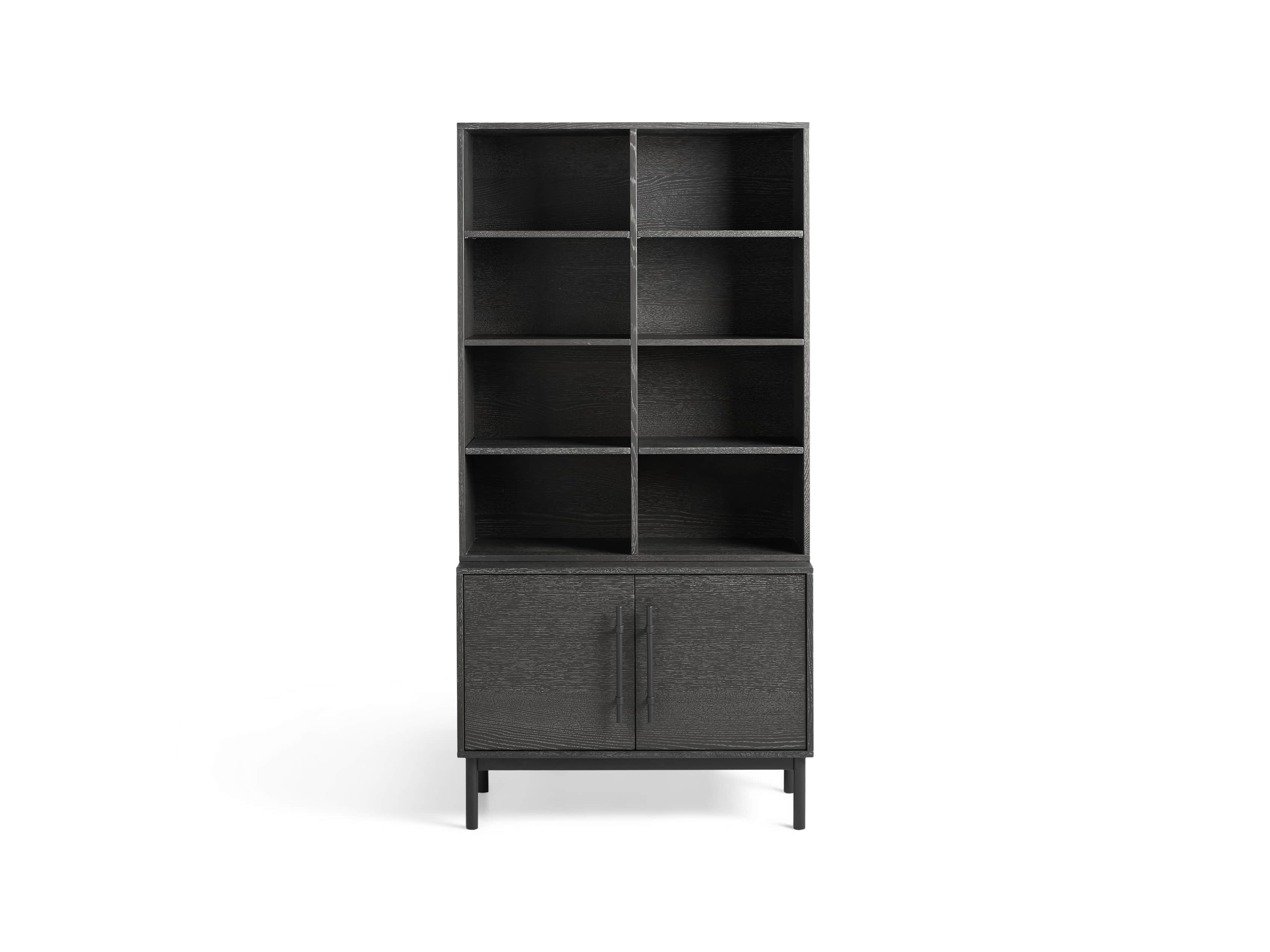 Sullivan 38" Single Bookcase with Two Door Cabinet Base in Grey