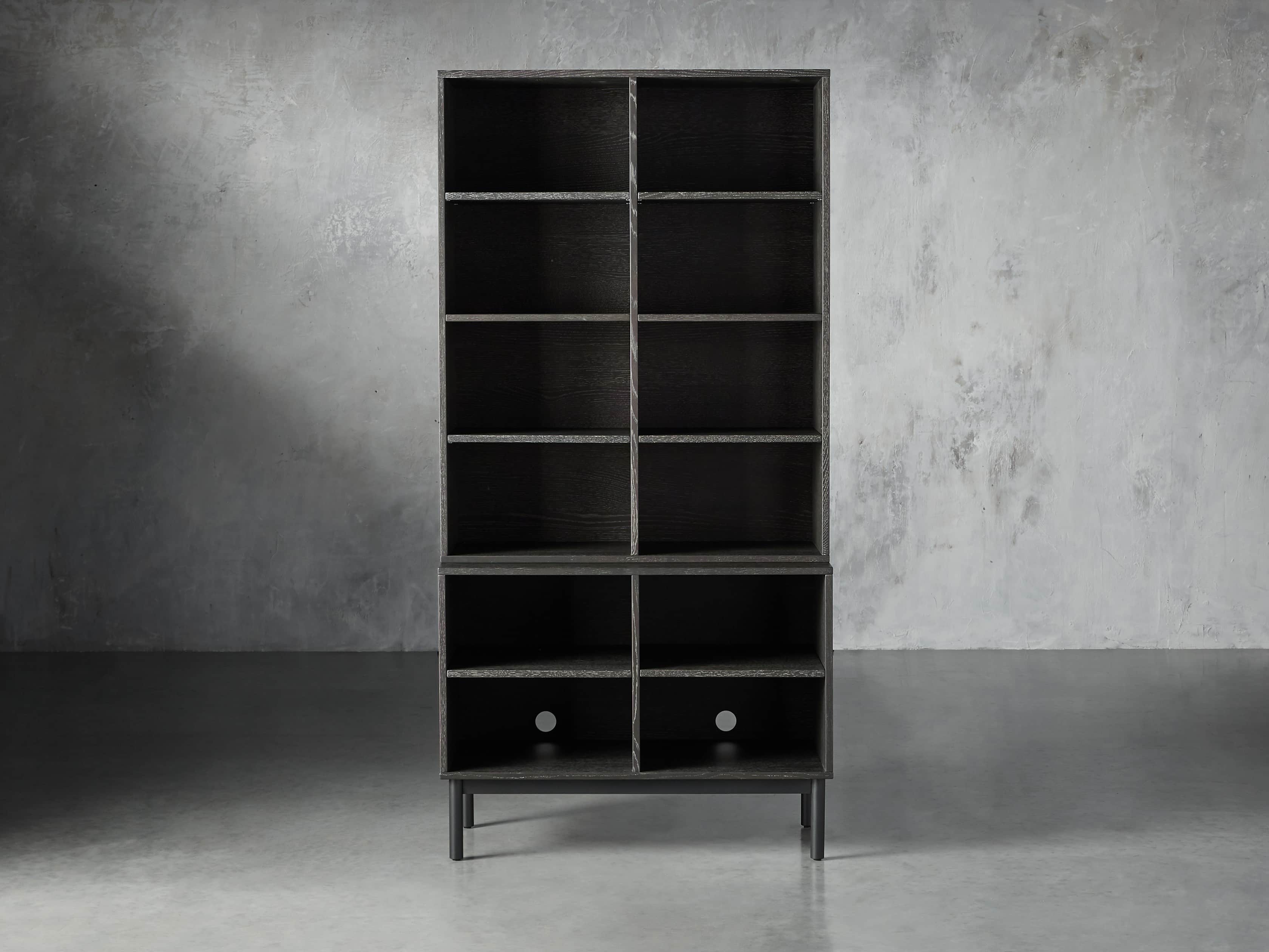 Sullivan 38" Single Bookcase with Open Cabinet Base in Grey