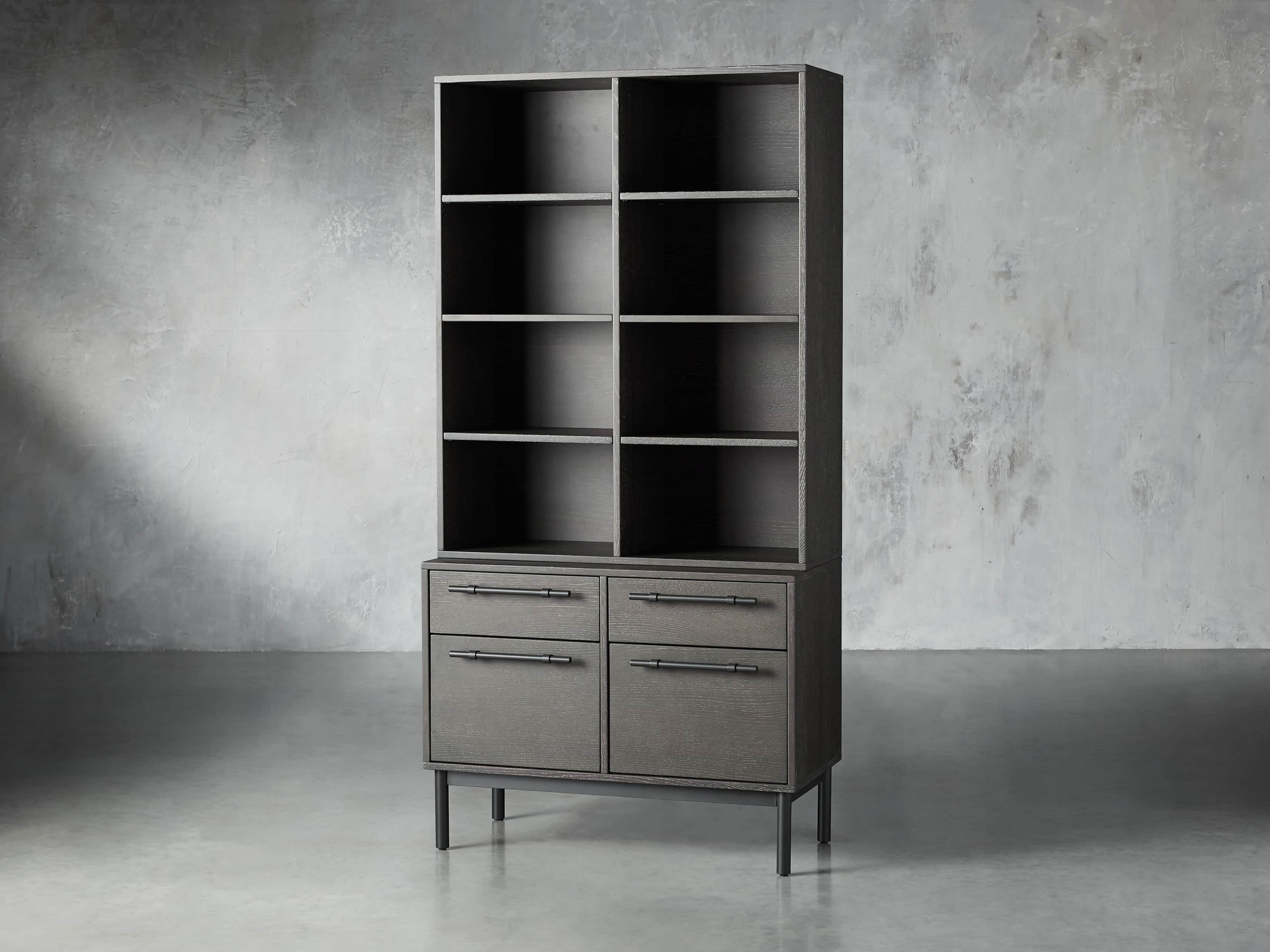 Sullivan 38" Single Bookcase with File Base in Grey